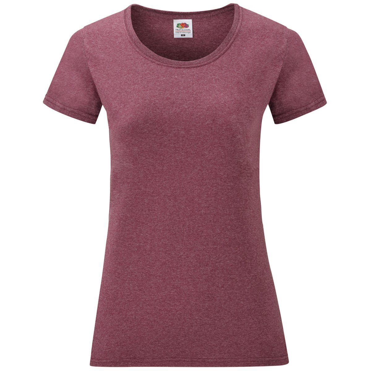 Fruit of the Loom Rundhalsshirt Fruit of the Loom Valueweight T Lady-Fit burgund meliert