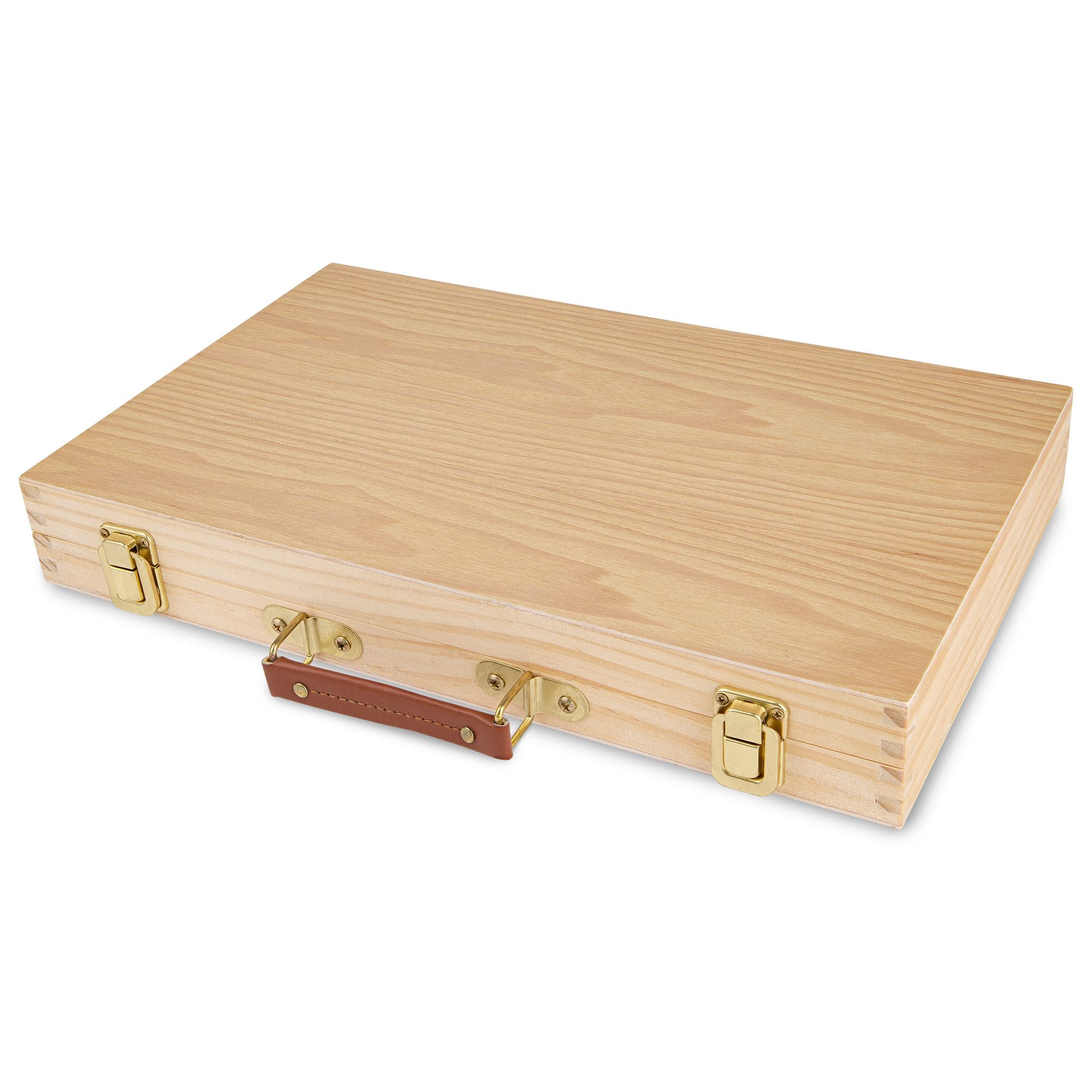 Artina Malpalette 45tlg Malset Leonardo Malkoffer Set, 45tlg., Zeichen Set Malset in Holz Malkasten – Künstlerkoffer inkl. Buntstifte