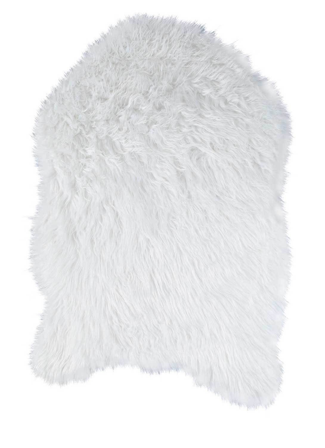 Home4You Fellteppich Kunstfell, Weiß, 90 x 60 cm, fellförmig