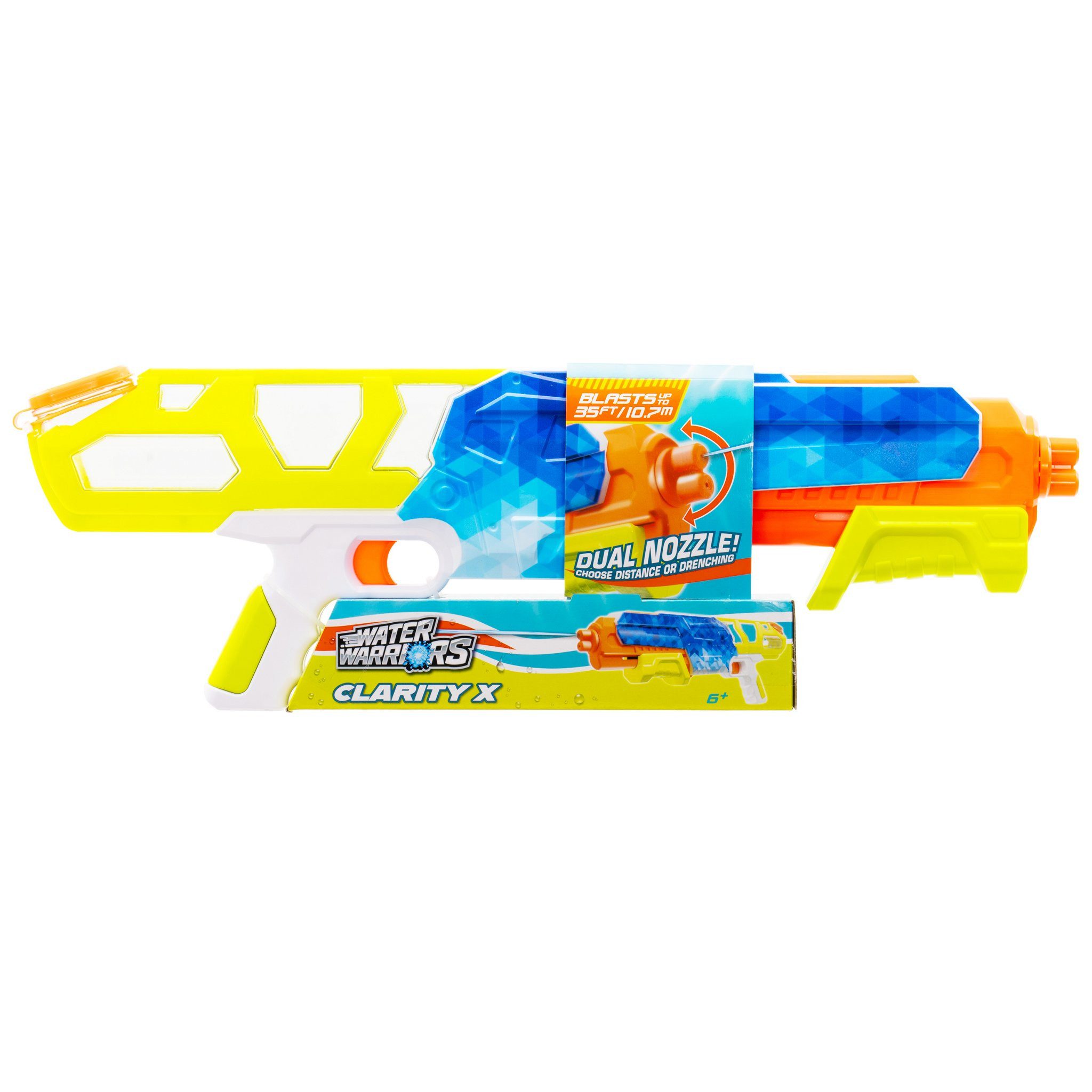 Buzz Bee Toys Wasserpistole BuzzBee Clarity X, Transparenter Wasserblaster mit verstellbarer Doppeldüse
