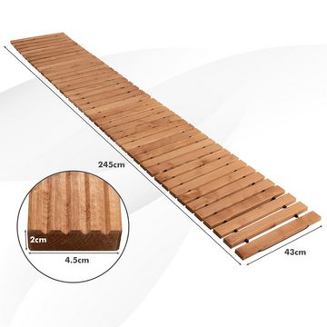COSTWAY Holzfliesen Rollweg, 245 cm ausrollbar, aus Holz