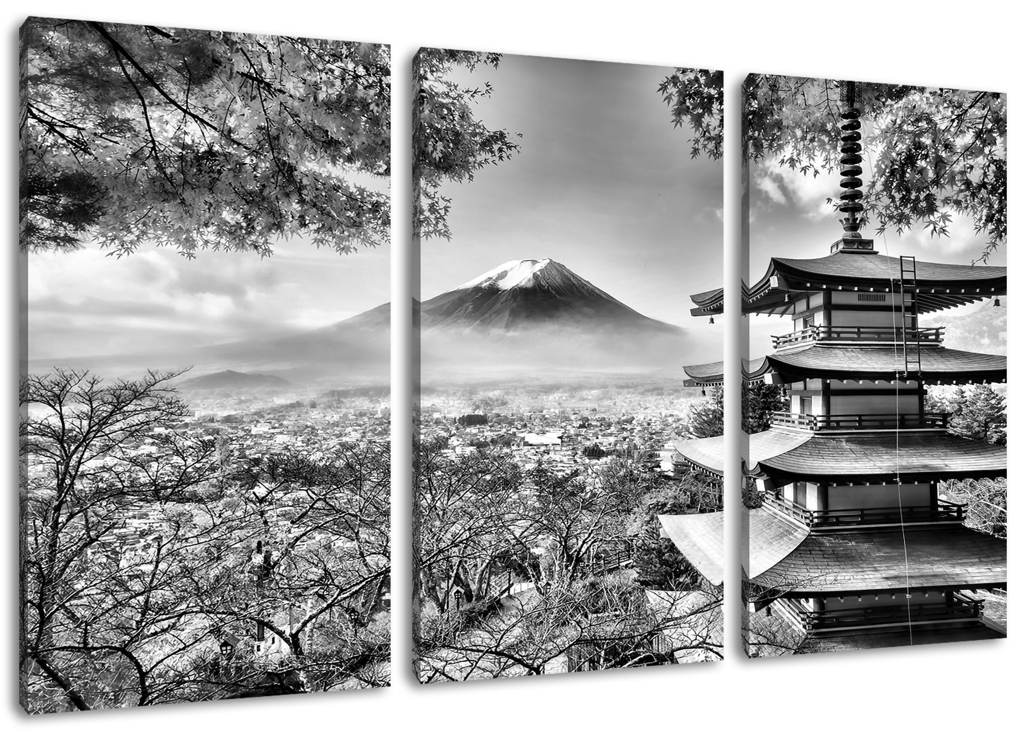Pixxprint Leinwandbild Japanischer Tempel im Herbst, Japanischer Tempel im Herbst 3Teiler (120x80cm) (1 St), Leinwandbild fertig bespannt, inkl. Zackenaufhänger