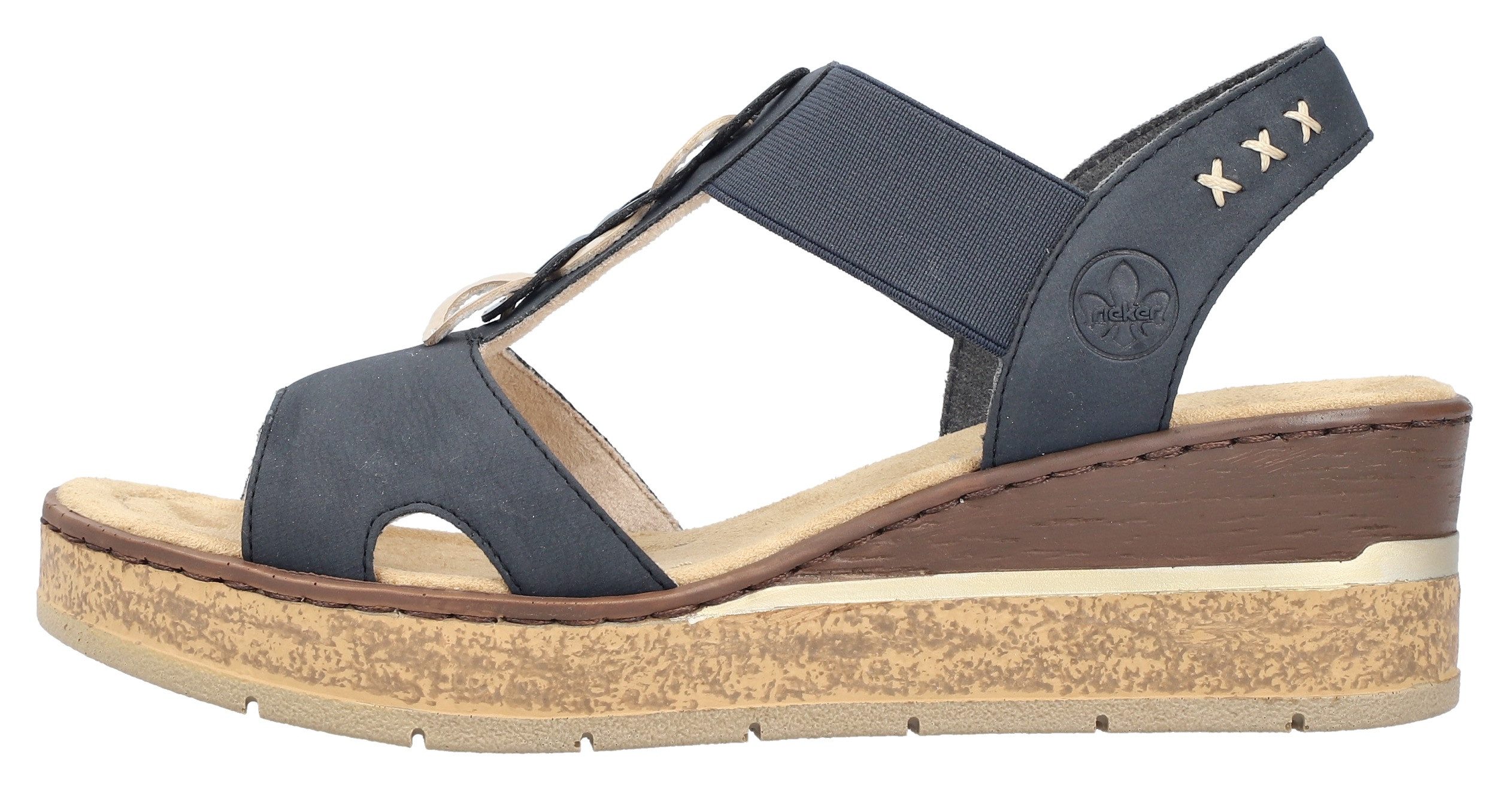 Rieker Keilsandalette Sommerschuh, Sandale, Plateausandale mit Gummizug für guten Sitz