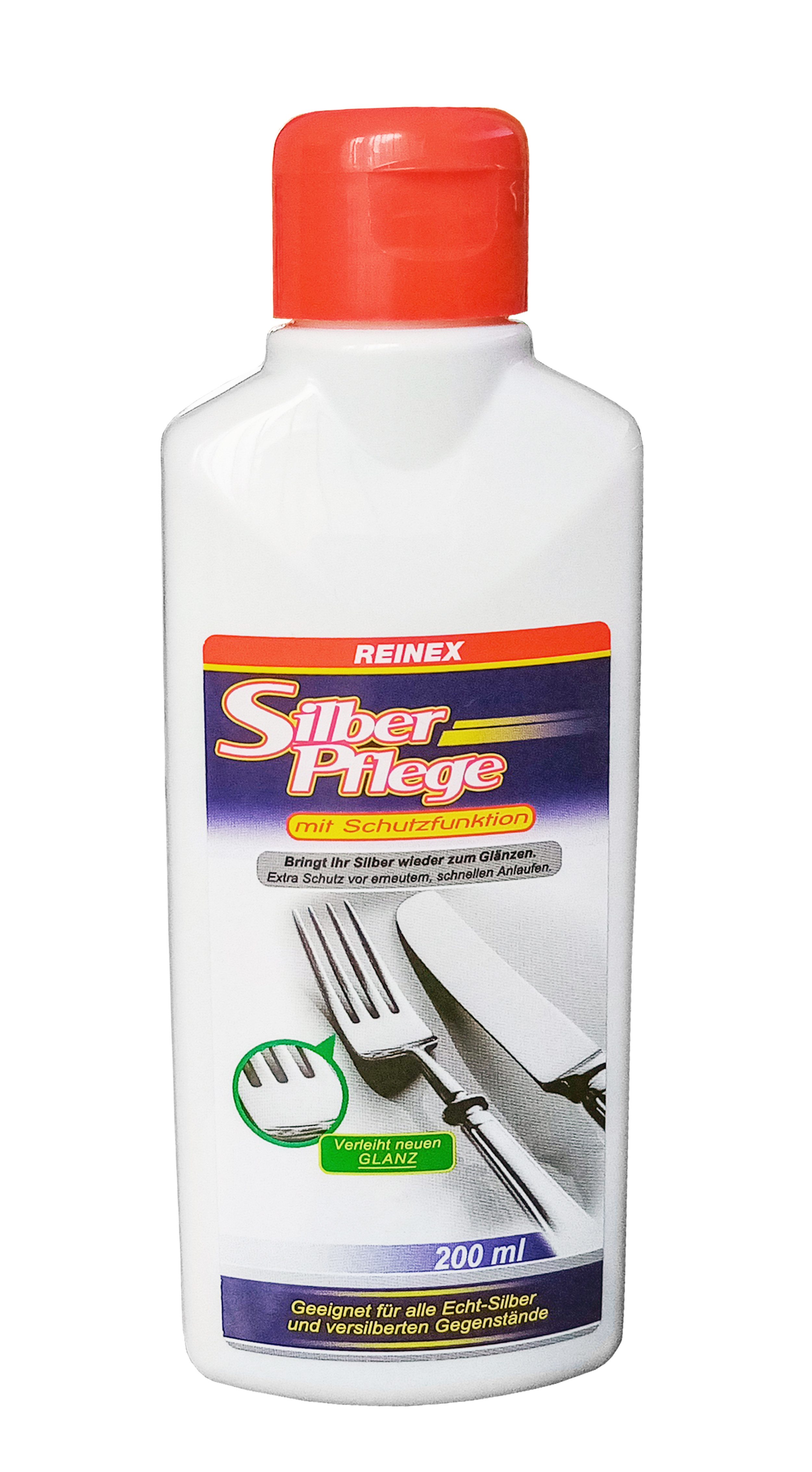 Reinex SILBERPFLEGE mit Schutzfunktion 200ml Silber Reiniger Reinigung 75 Schmuckreiniger (Pflege Glanz Silberreiniger Silberputzmittel Schmuckpflege)