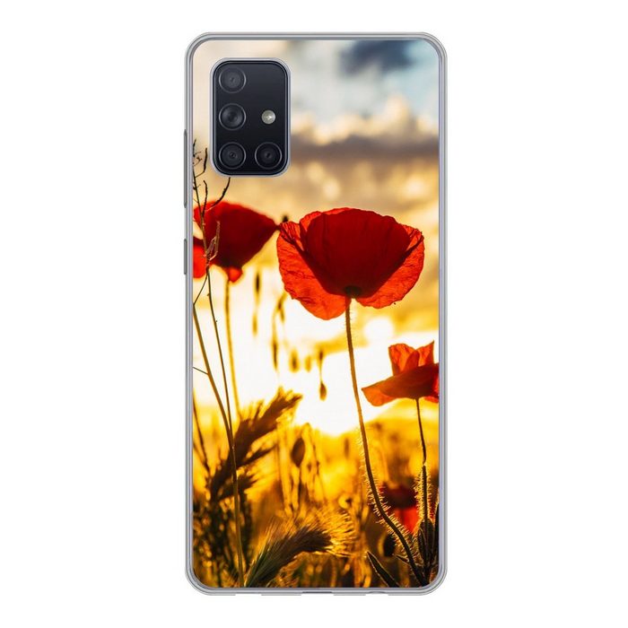 MuchoWow Handyhülle Rote Mohnblumen bei Sonnenaufgang Handyhülle Samsung Galaxy A51 5G Smartphone-Bumper Print Handy