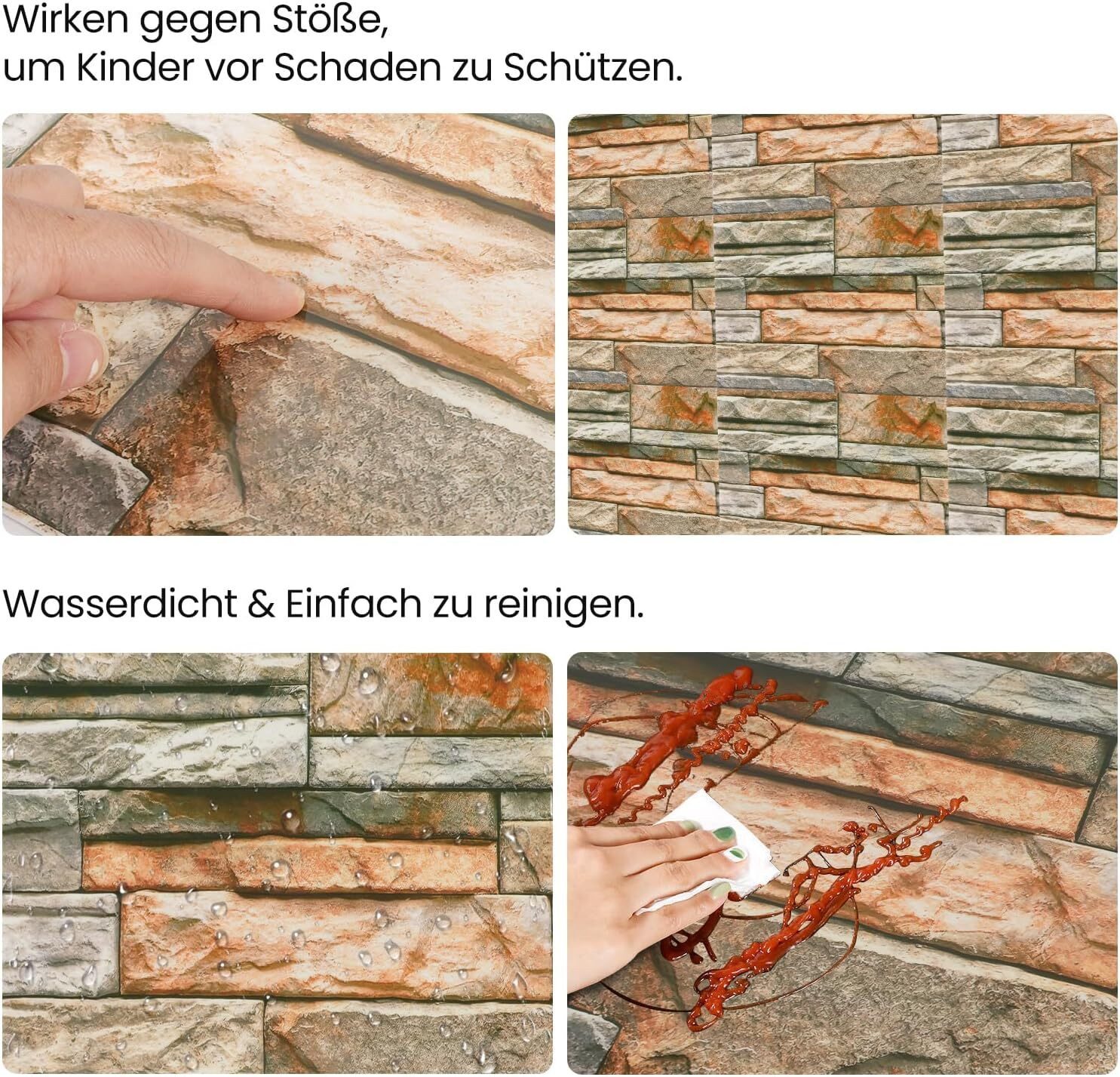 Youyijia 3D-Tapete 10 Stück 3d Wandpaneele Steinoptik Selbstklebend, 30 × 3 günstig online kaufen