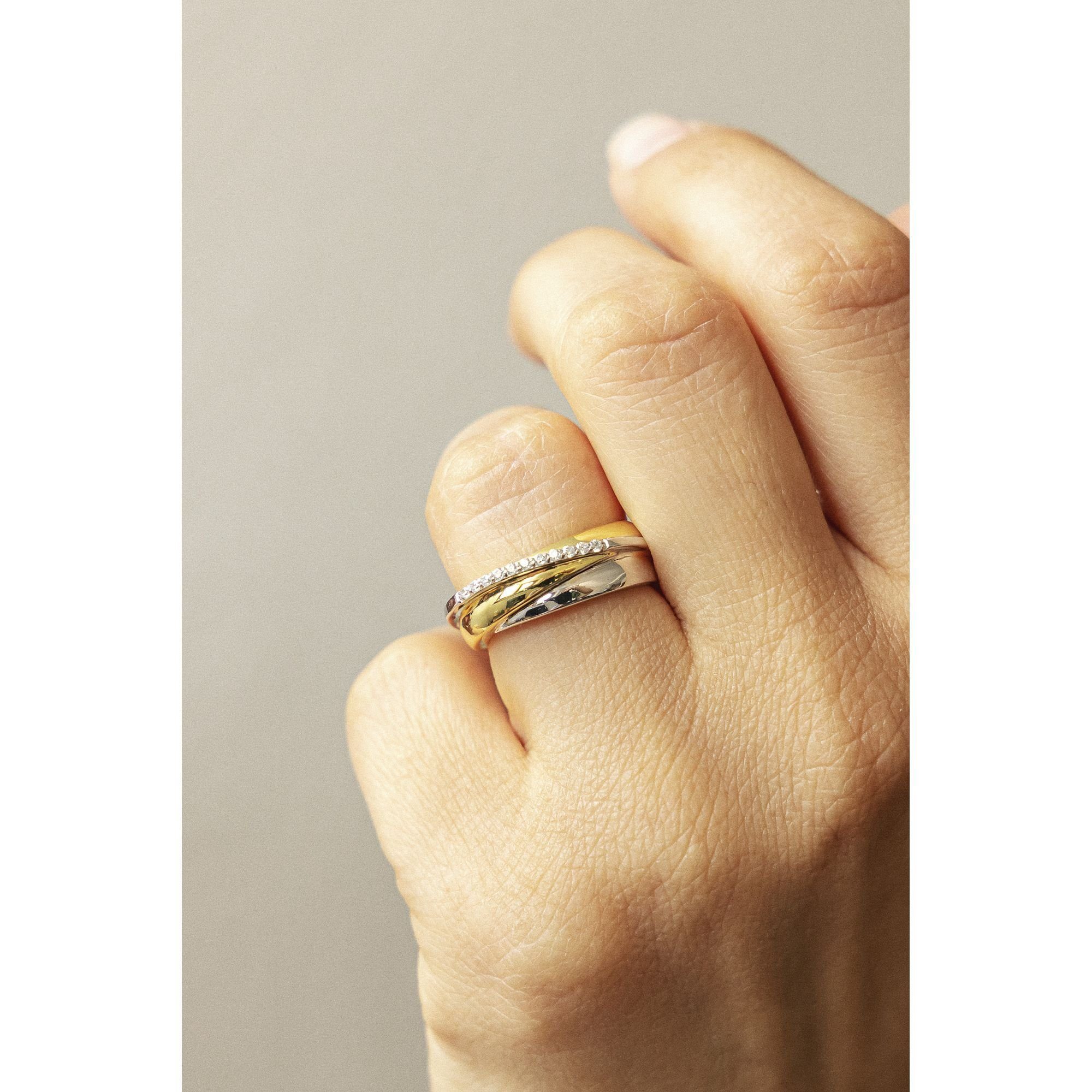 CELESTA Fingerring 375/- Gelbgold/Weißgold Zirkonia