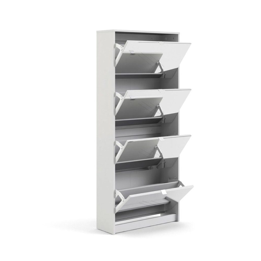 ebuy24 Schuhschrank Shane Schuhschrank 4 Klapptüren mit Spiegel 2R wei