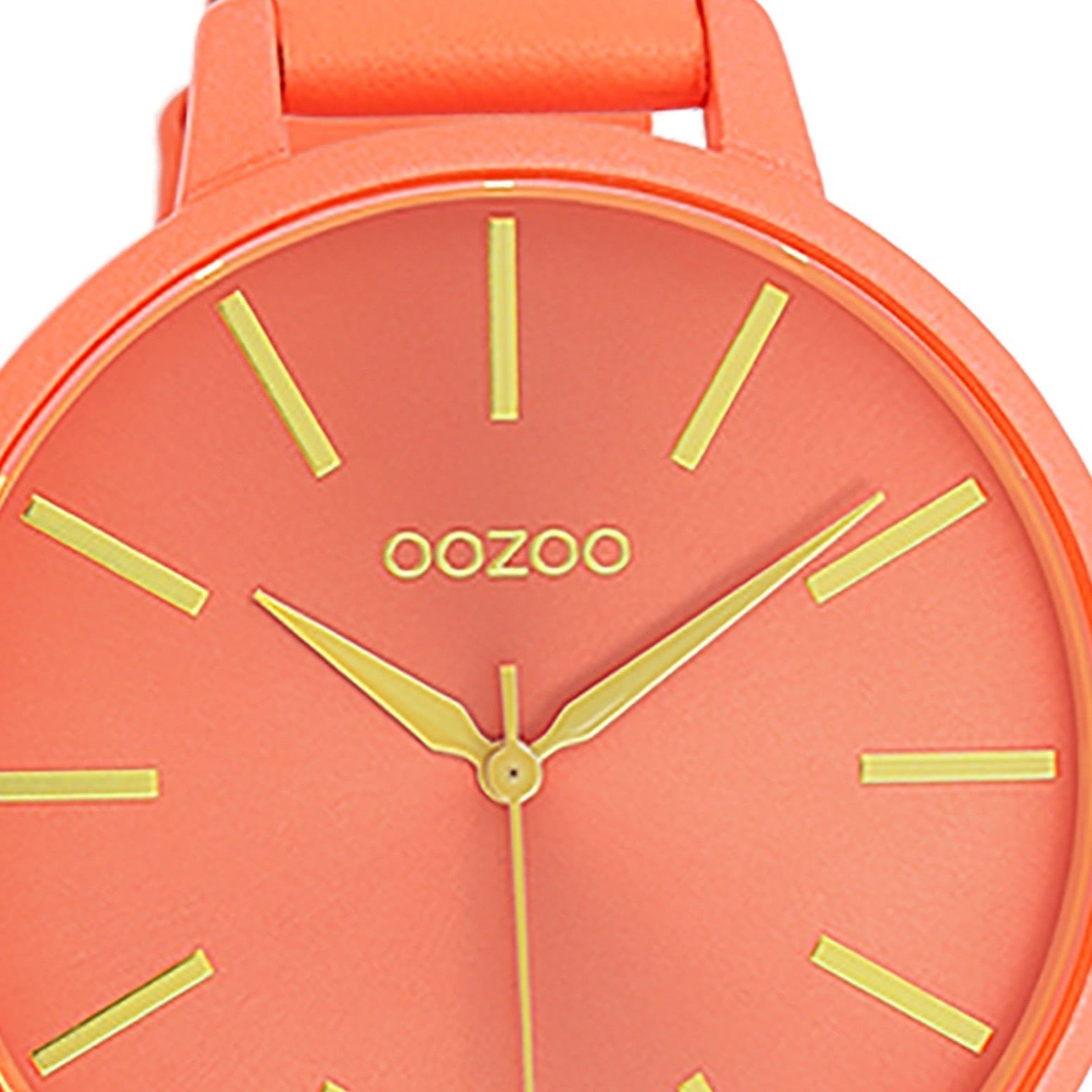 Timepieces Analog, Lederarmband, Damenuhr Quarzuhr Oozoo Fashion-Style Damen groß OOZOO 42mm) Armbanduhr rund, (ca.