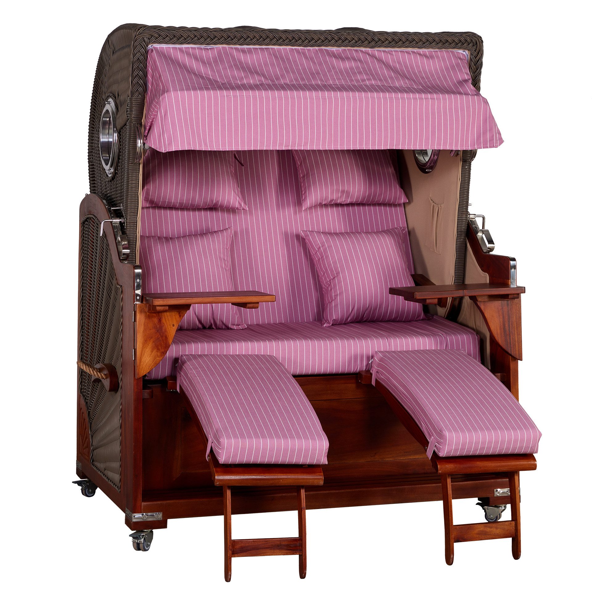 WebaVita Strandkorb Romy aus massivem rotbraunem Hartholz Rosa, BxTxH: 145x80x170 cm, Strandkorb