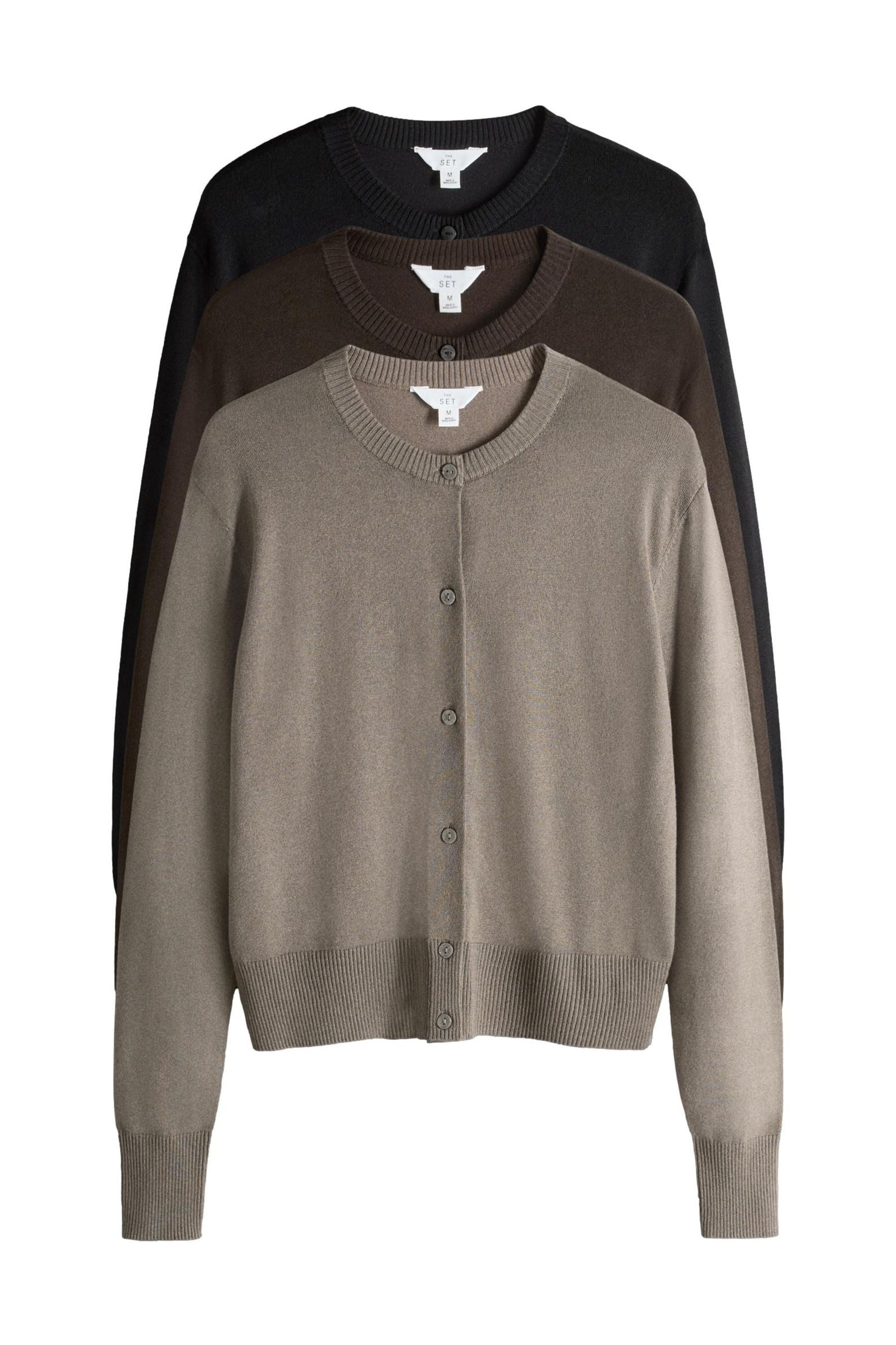 The Set Strickjacke The Set Feinstrickjacken mit Knopfleiste, 3er-Pack (3-t günstig online kaufen