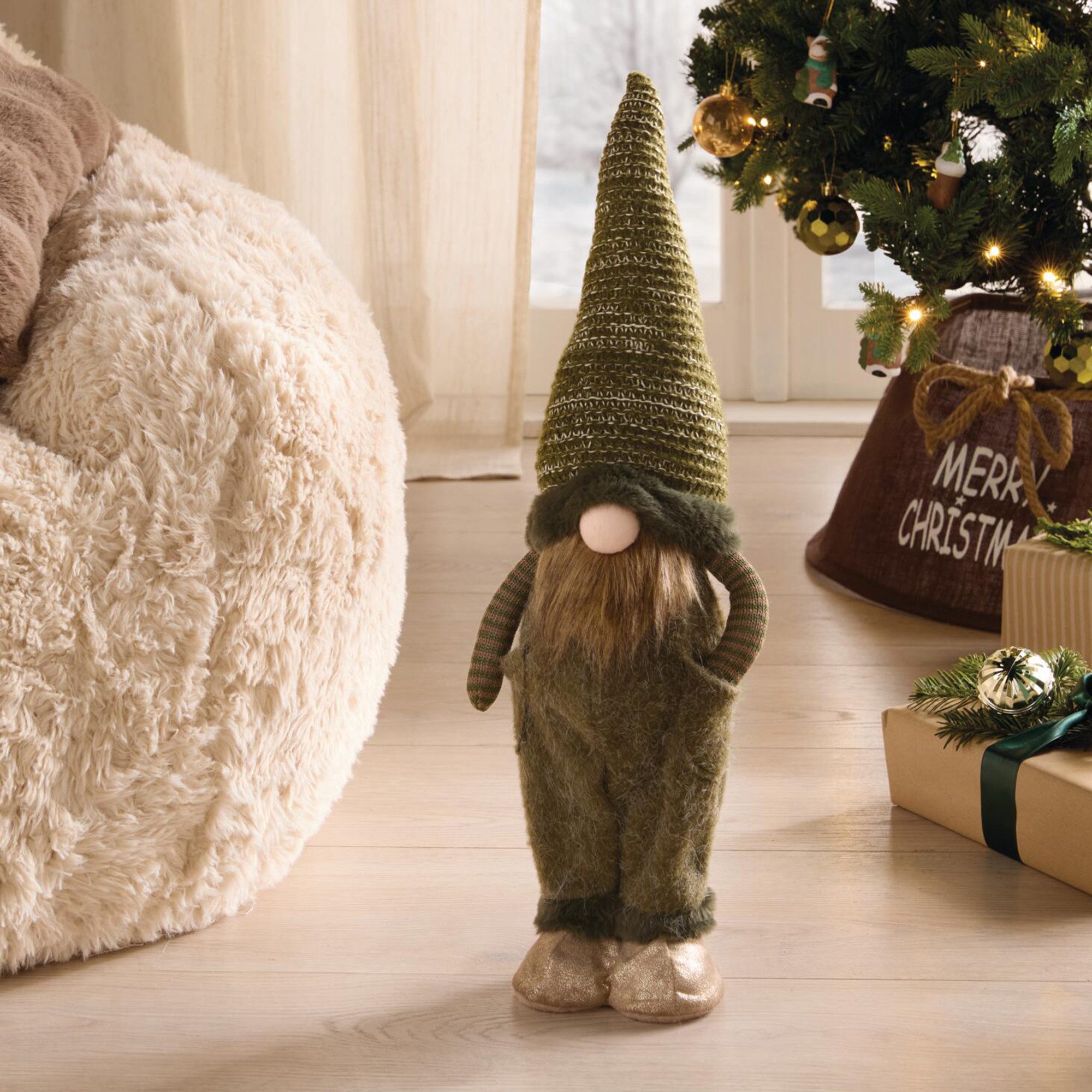 Home-trends24.de Wichtel XL Wichtel Grün Deko Figur Gnom Zwerg 62cm Strickmütze