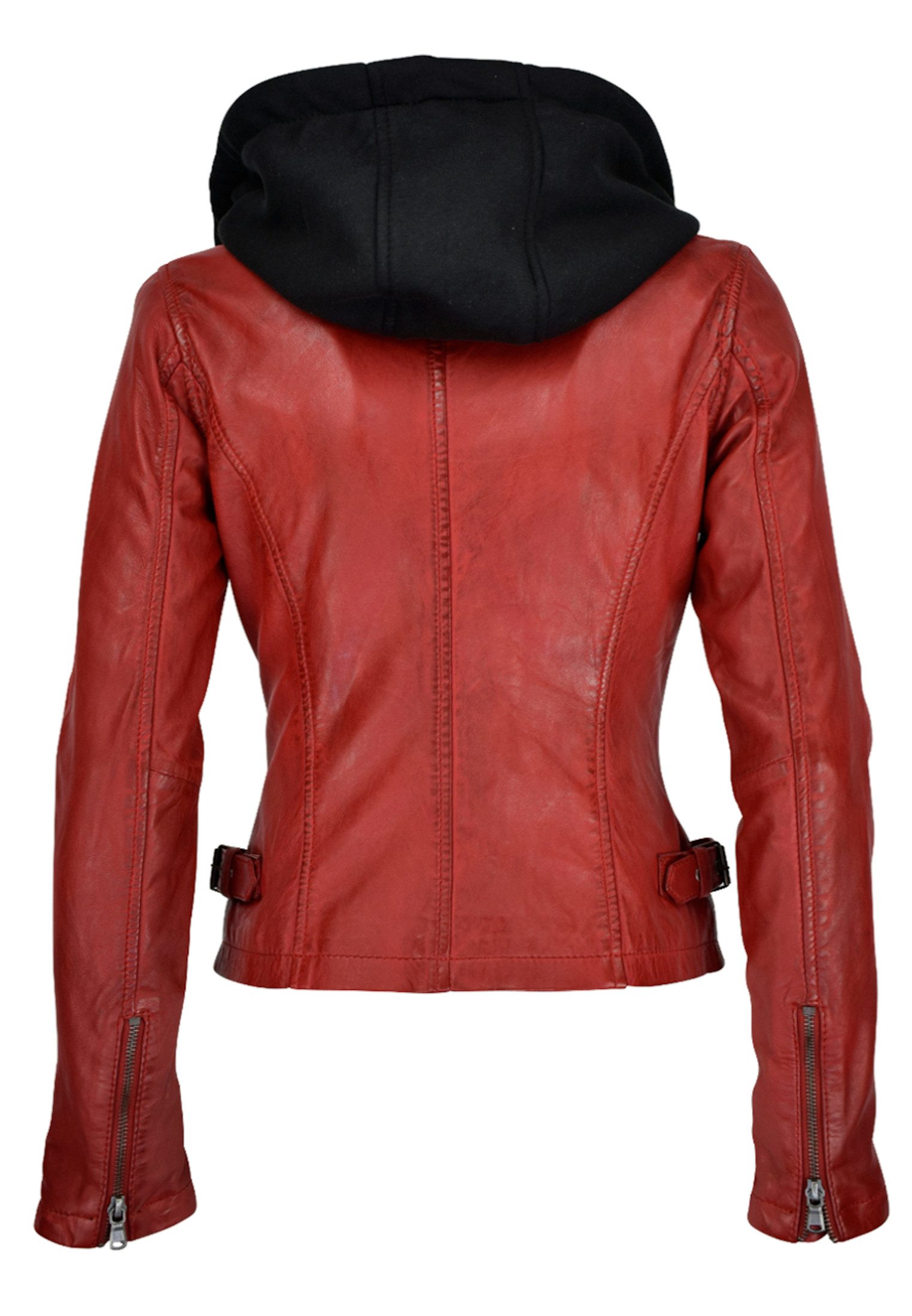 CBL Lederjacke MQ-45713 im Biker Style mit Reverkragen und abnehmbarer Kapuze