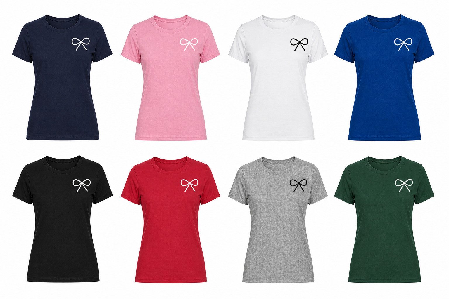 Blondie & Brownie T-Shirt Schleife Damen Tee Print Rundhals Baumwolle Casual Shirt Schleife Look (Einzelstück, Einzelartikel) Schleifenzauber Damen Baumwollshirt Chic