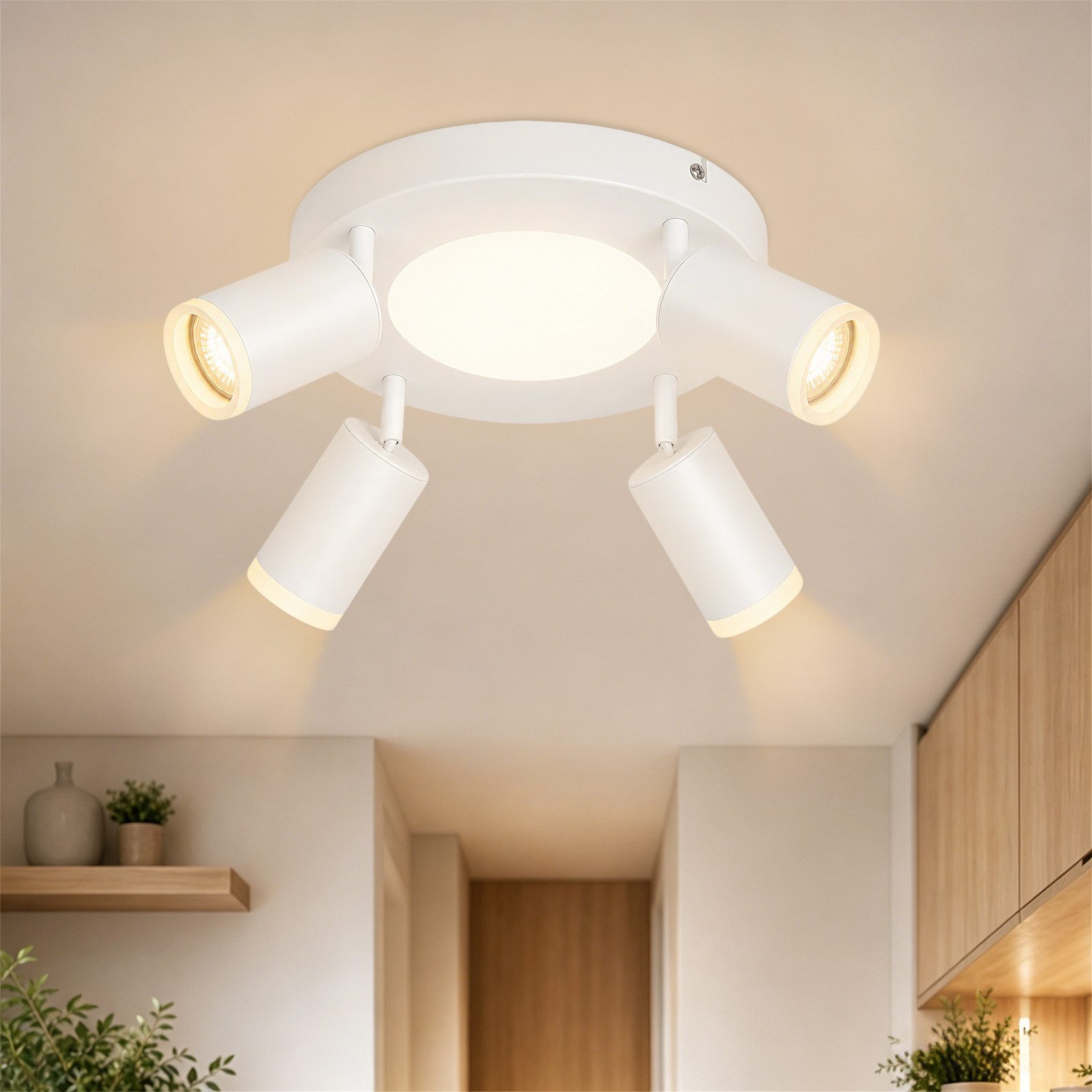 Nettlife Deckenstrahler Schwarz Schlafzimmer GU10 2/3/4 Flammig 20W 3000k Küchenlampe, Schwenkbar 350°, LED wechselbar, Metall Schwenkbar Flurlampe für Schlafzimmer Küche Büro