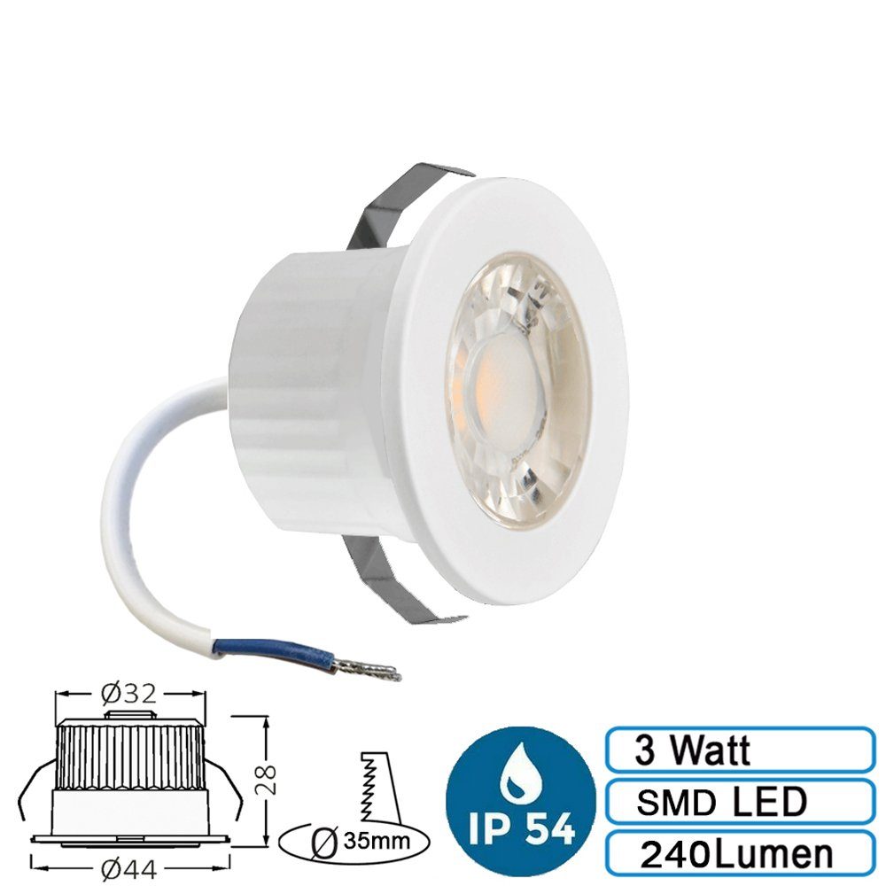 für Spot Einbauleuchte LED außen IP54 Einbauspot W 3 Spot Mini Braytron Einbauspot LED Spotlight Einbaustrahler innen Weiß Wasserdicht 240, Mini Einbaustrahler und