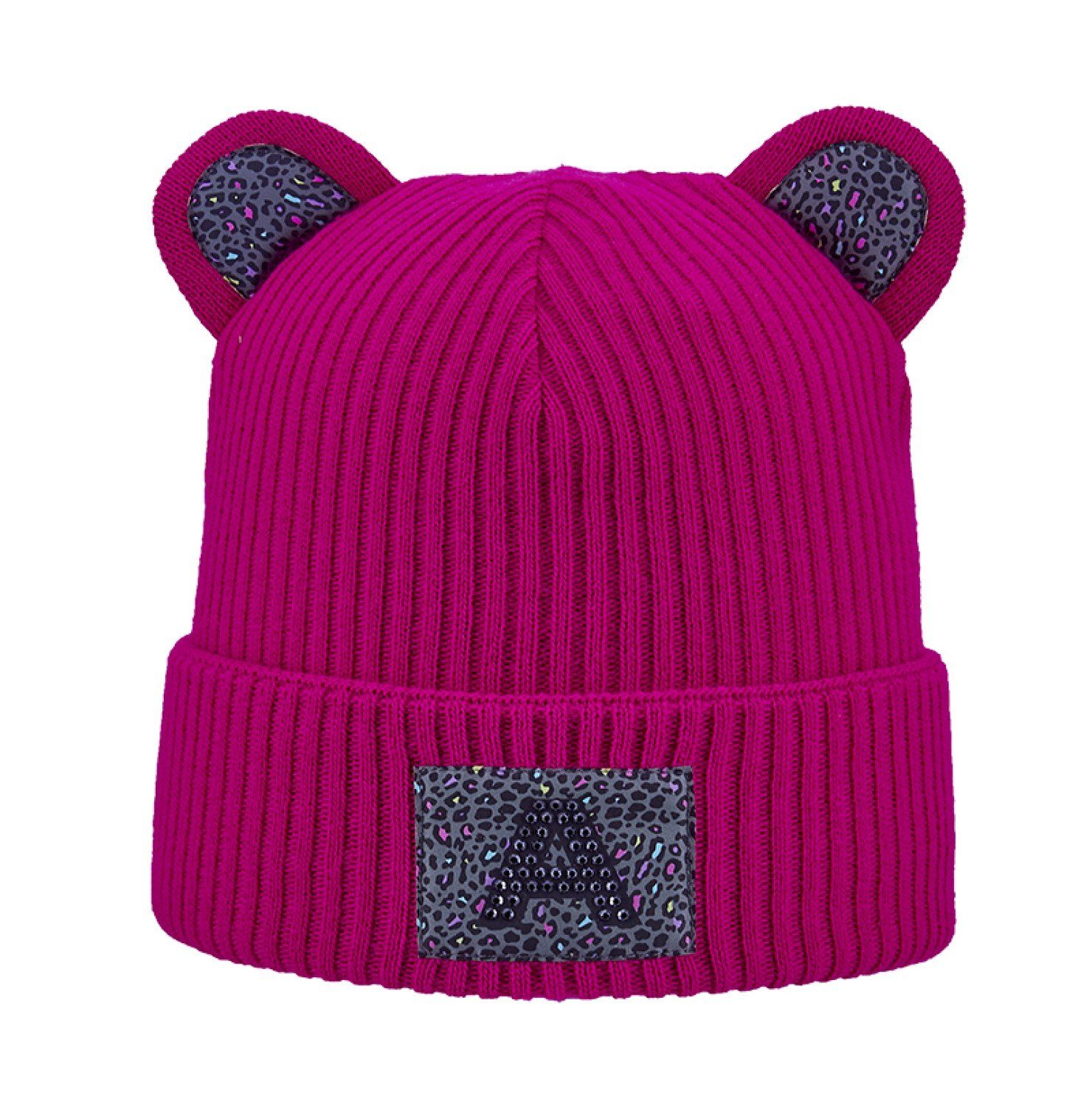 Areco Strickmütze Bären Strickmütze mit Öhrchen & Umschlag 860 pink