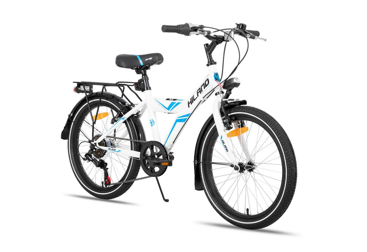 HILAND Kinderfahrrad Sentry+ 20/24 Zoll Mountainbike, MTB für Kinder Jungen Mädchen, mit 6 Gang Schaltung, Gepäckträger, Kotflügel, Fahrradklingel,V Bremse