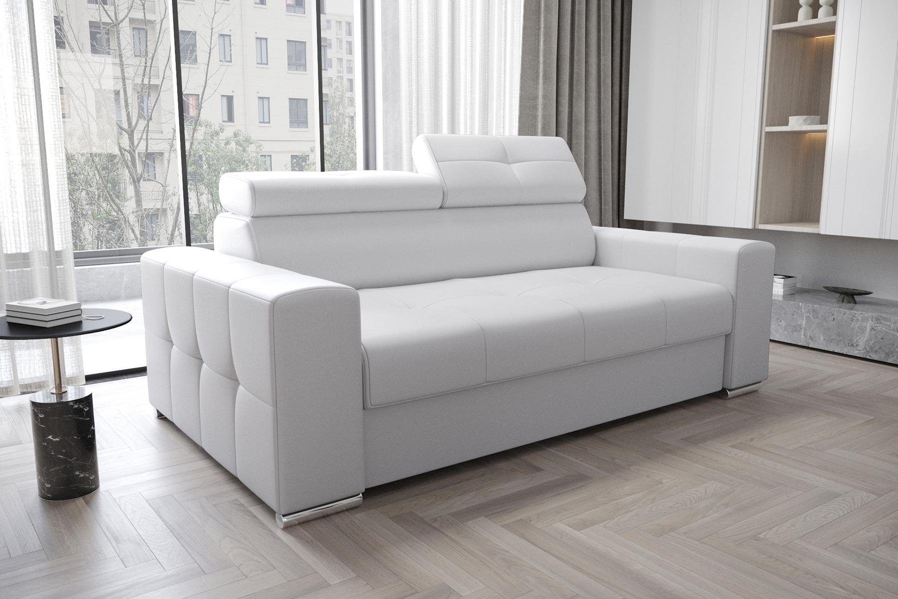 JVmoebel Sofa Designer Zweisitzer Couch Polster Textil Leder Sofa Design 2 Sitzer, Made in Europe Weiß | Weiß | Weiß