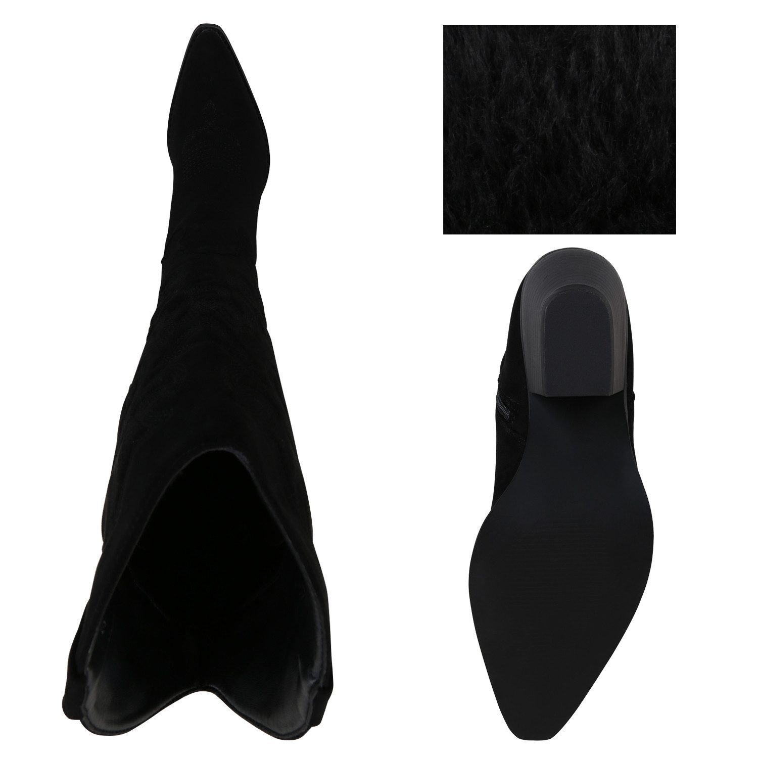 VAN HILL 839869 Cowboystiefel Damen Leicht Gefütterte Cowboystiefel Stiefel Stickereien