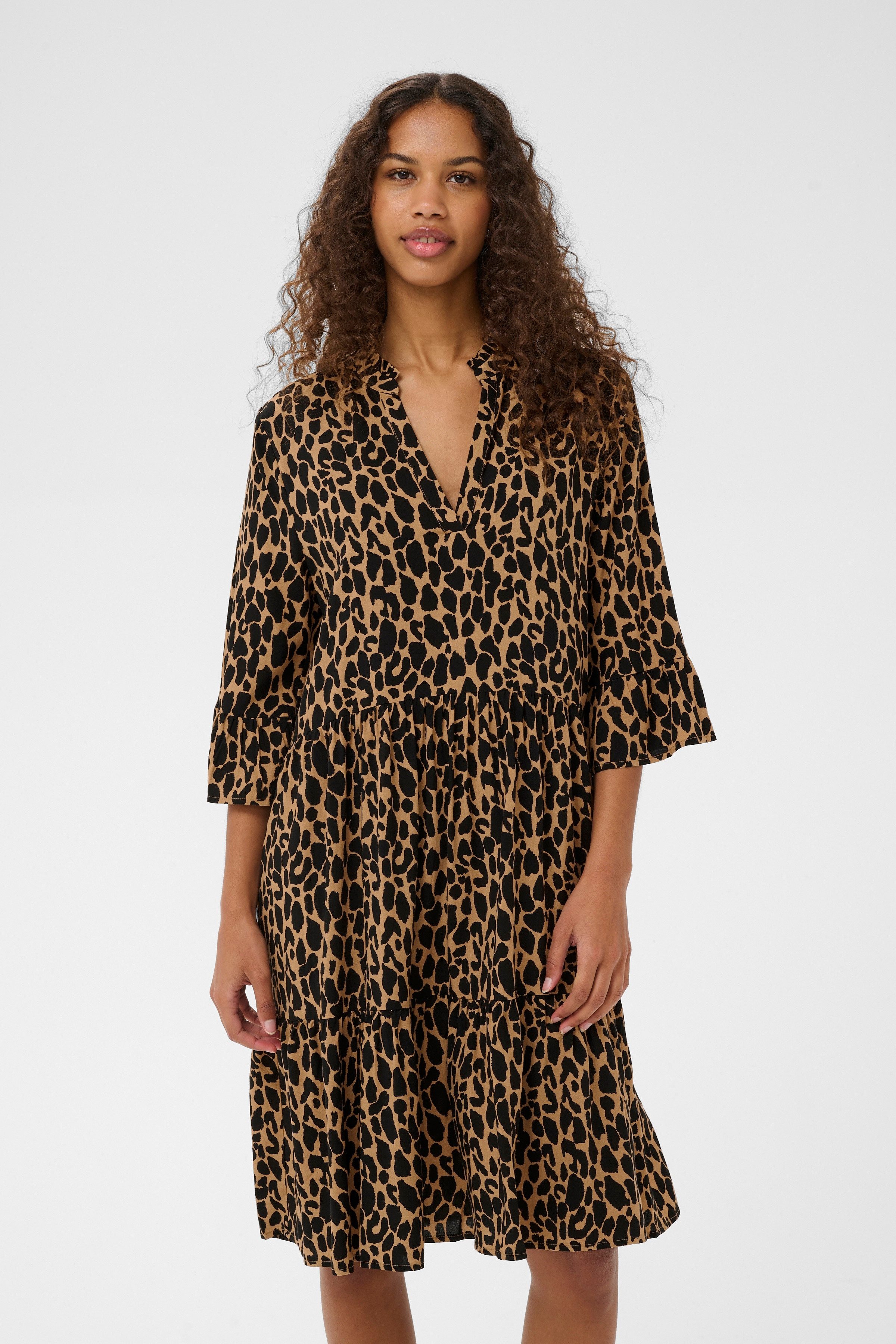 Saint Tropez Blusenkleid EdaSZ Dress Sommerkleid, Tunikakleid mit Volant und 3/4 Ärmel