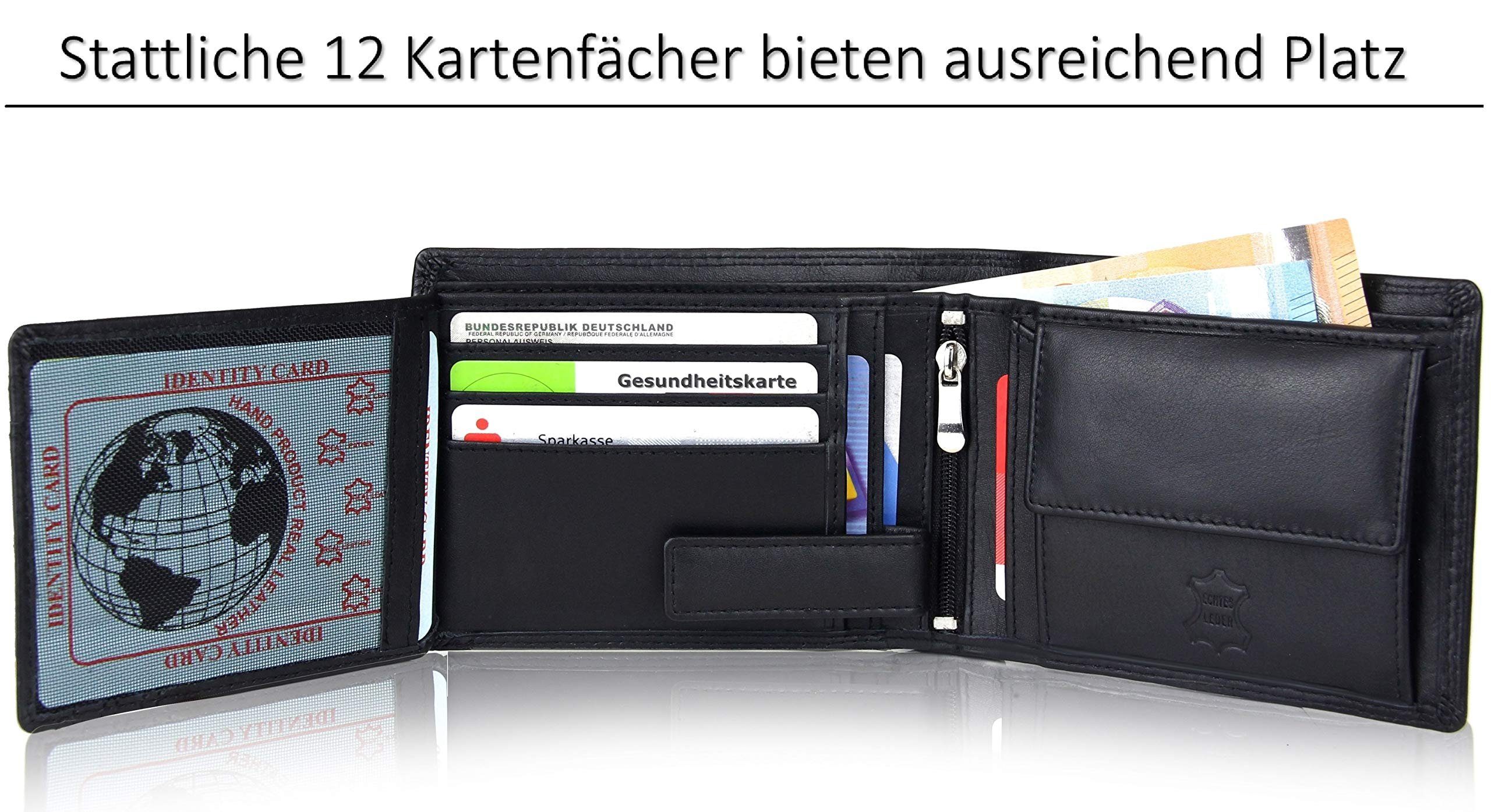 Schutz, Nappa aus Herren 12 Geldbörse RFID Leder LB-03, Geldbörse Frentree Kartenfächer mit