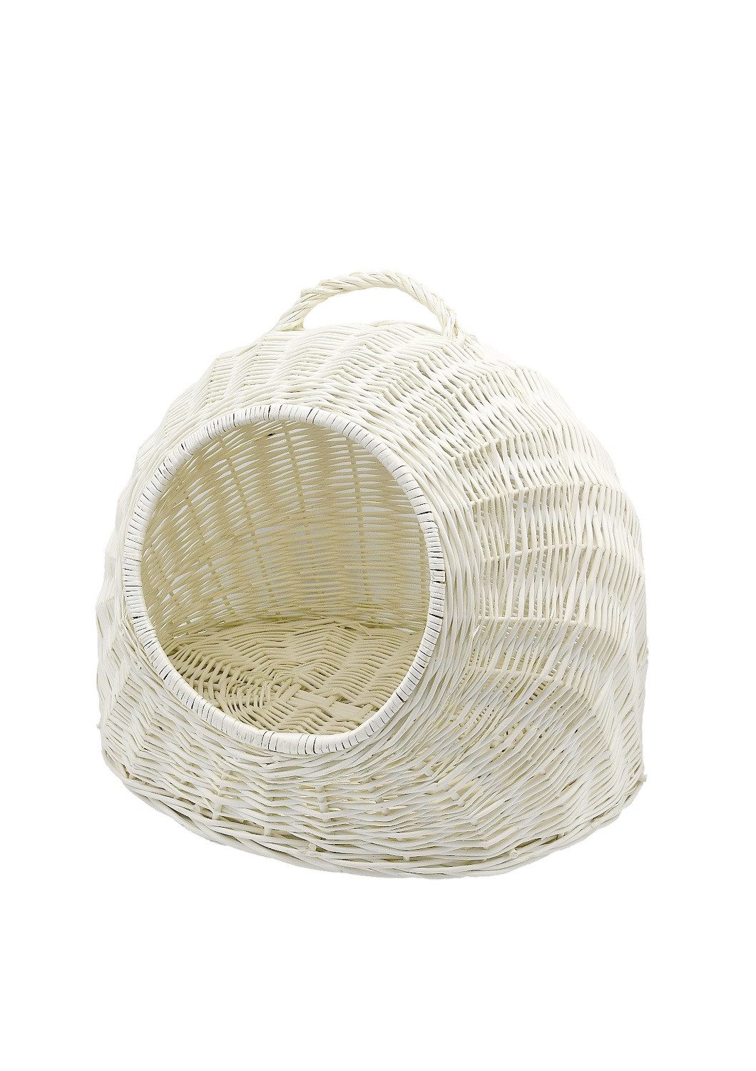 MyBer® Katzenhaus Hundehaus Katzenkorb Hundekorb Tierhaus, Weide geflochten weiß 50/40/40cm K5-081-W