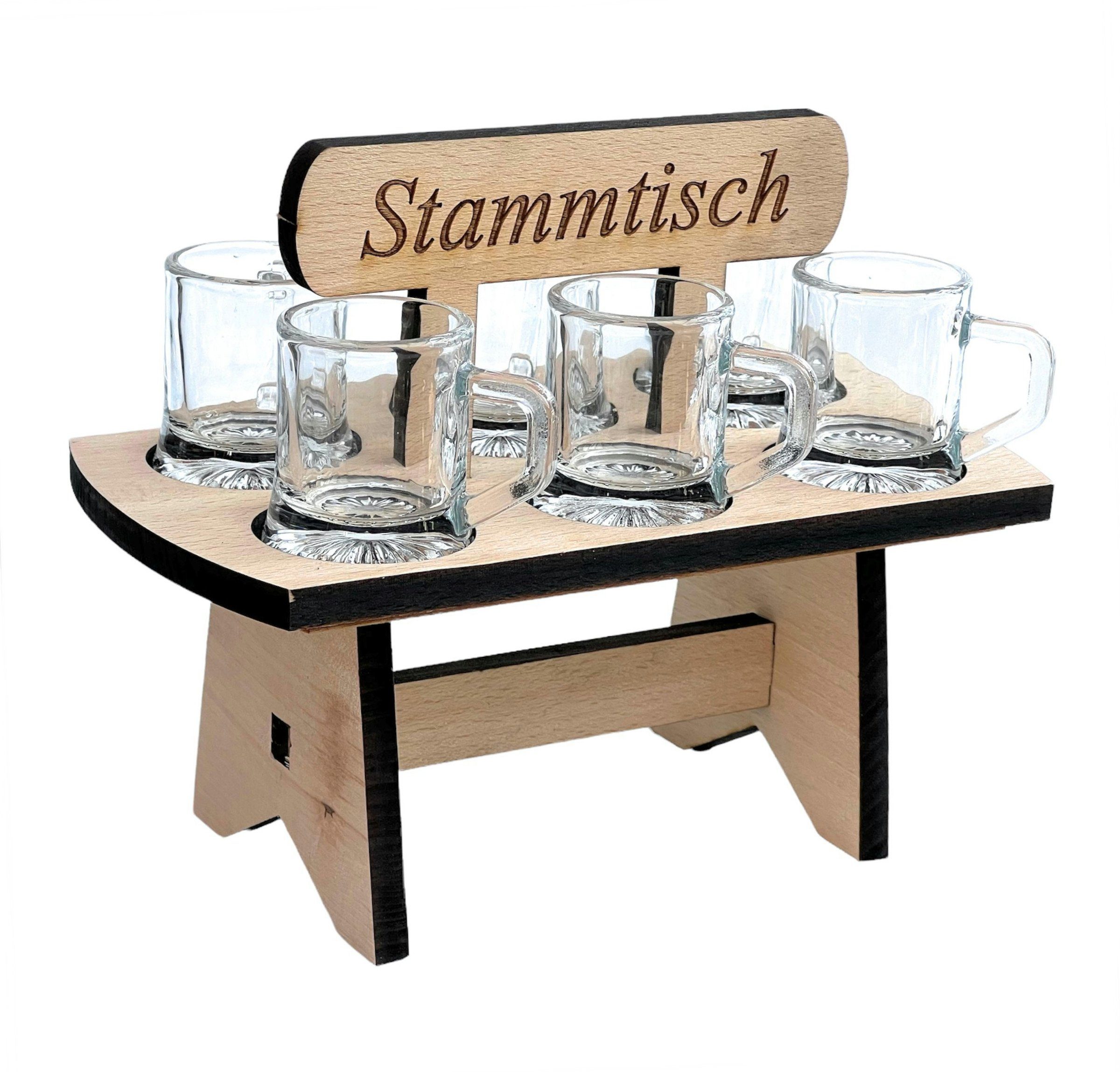 Schnapsglas Schnapsbrett 20 cm mit Gravur Stammtisch mit 6 Gläser Schnapslatte