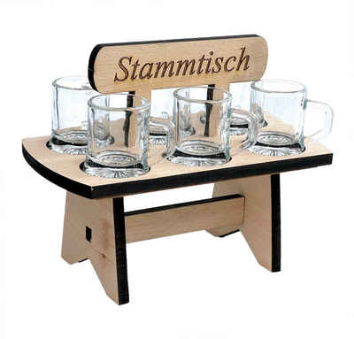 DanDiBo Schnapsglas Schnapsbrett 20 cm mit Gravur Stammtisch mit 6 Gläser Schnapslatte Schnapsleiste, prima als Geschenk für den Freund / Mann daheim