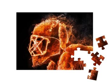 puzzleYOU Puzzle Hockeyspieler im Feuer-Stil, 48 Puzzleteile, puzzleYOU-Kollektionen Menschen, Eishockey