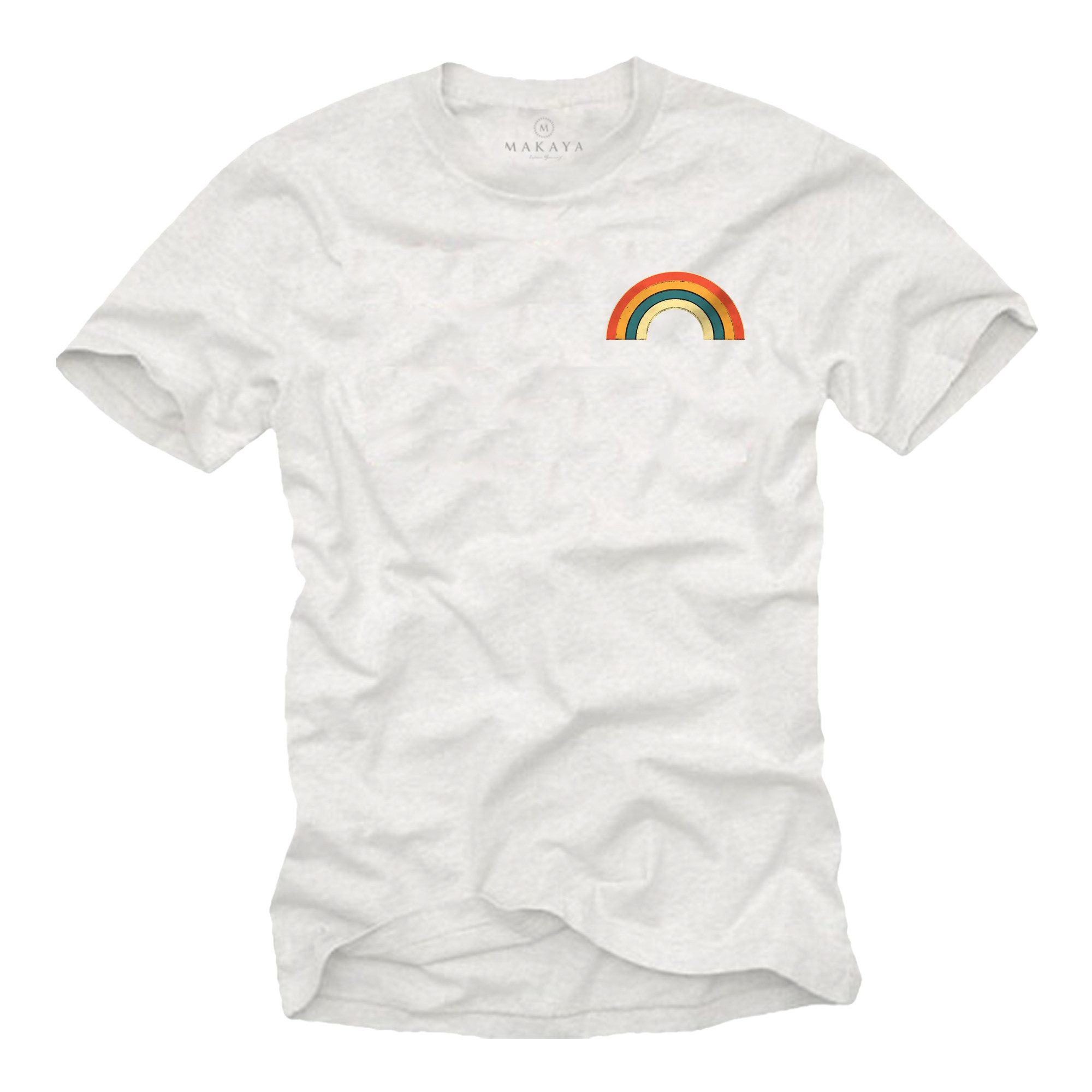 MAKAYA T-Shirt mit Regenbogen Streifen Vintage günstig online kaufen