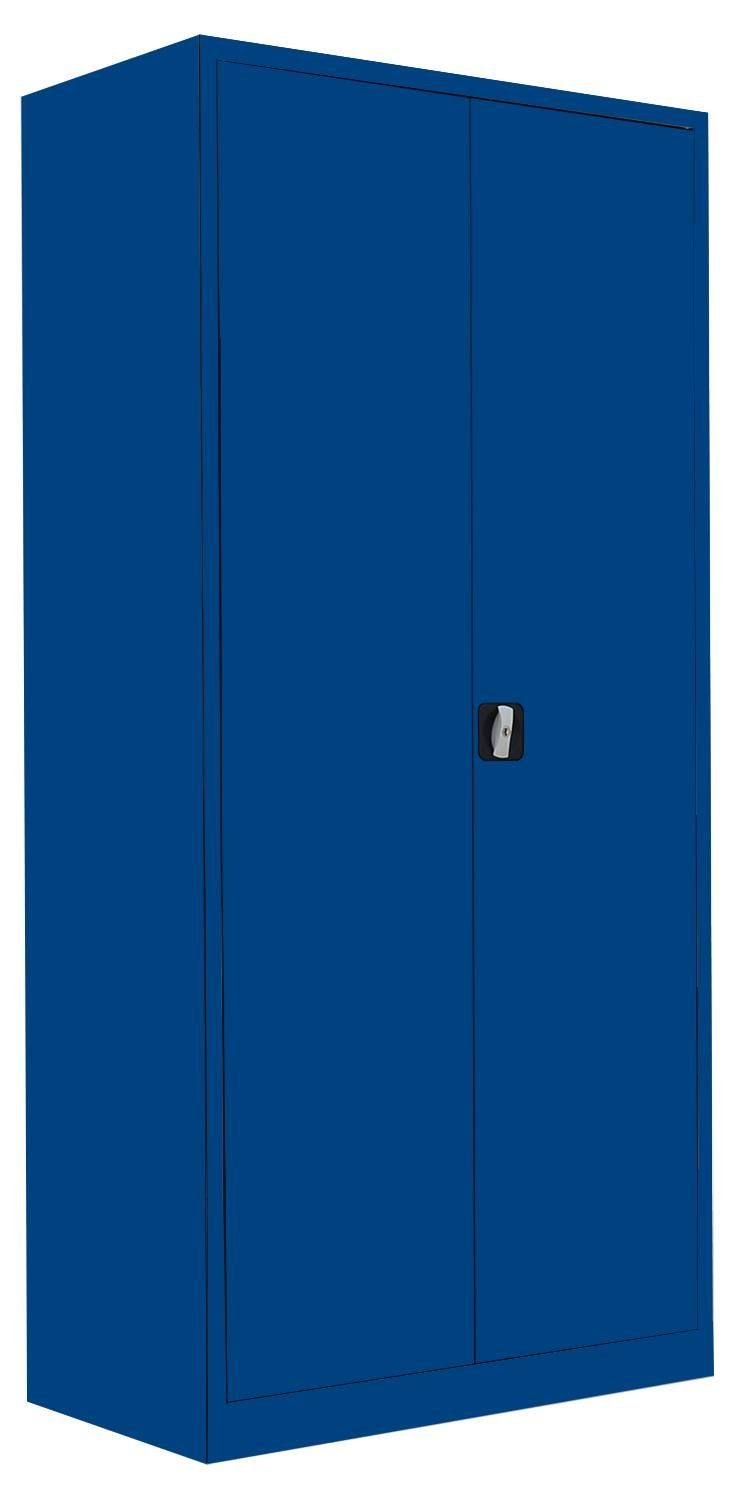 Steelboxx Mehrzweckschrank Aktenschrank Metallschrank abschließbar Büroschrank 195x92,5x42,2cm (1-St) Komplett montiert, keine Montage notwendig Korpus: RAL 5010 Enzianblau/ Türen: RAL 5010 Enzianblau | Blau
