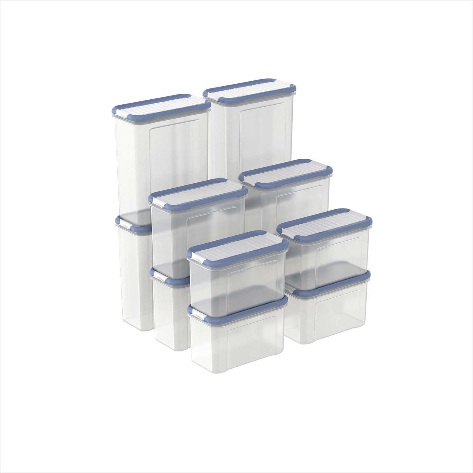 ROTHO Frischhaltedose DOMINO Frischhaltedosen Set 12-teilig mit Streu und Schüttdeckel, Kunststoff, (Vorratsbehälterset, 12-teilig), Vorratsdosen Set für hygienische Aufbewahrung trockener Lebensmittel