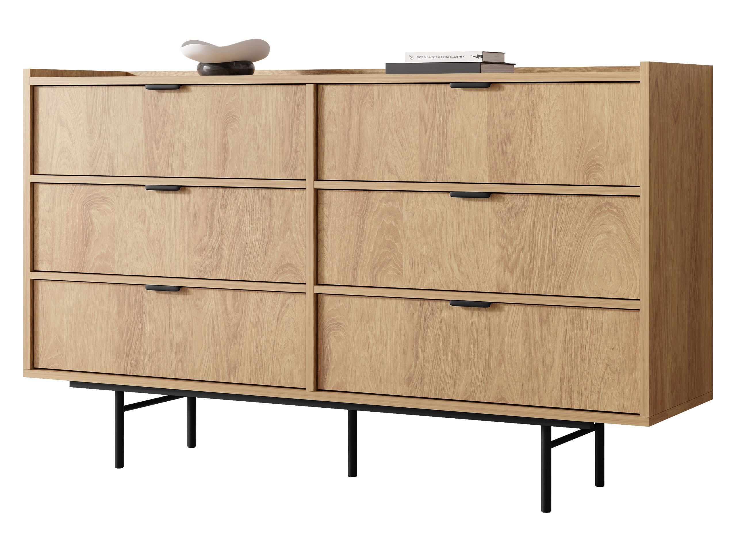 MIRJAN24 Kommode Edison 6S (mit sechs Schubladen), 150x40x90 cm, Füße und Griffe aus Metall