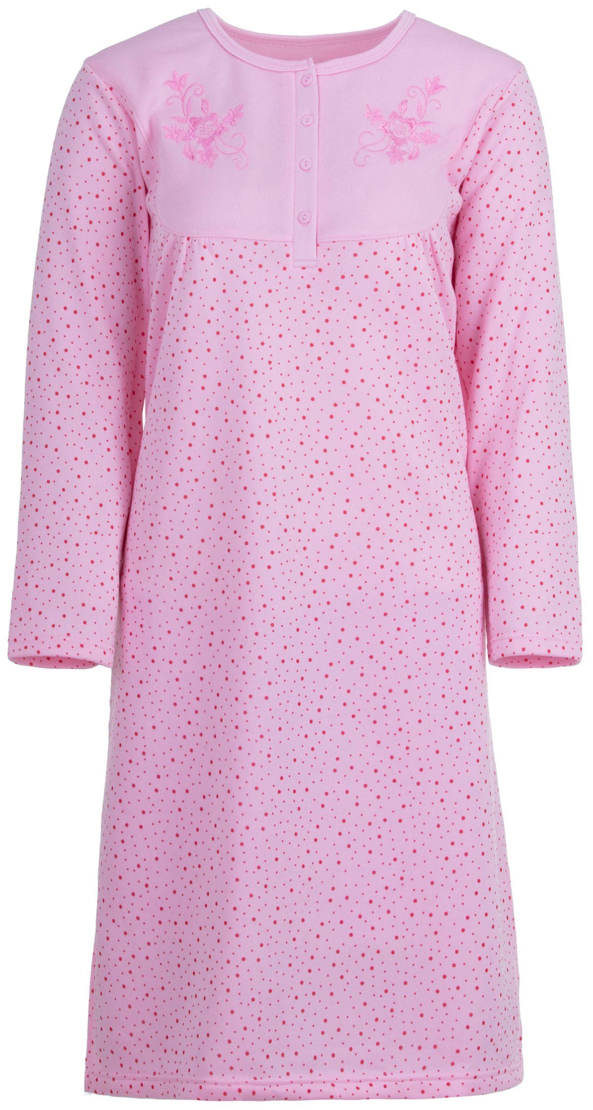 zeitlos Nachthemd Thermo Nachthemd - Punktemix mit Stickerei günstig online kaufen