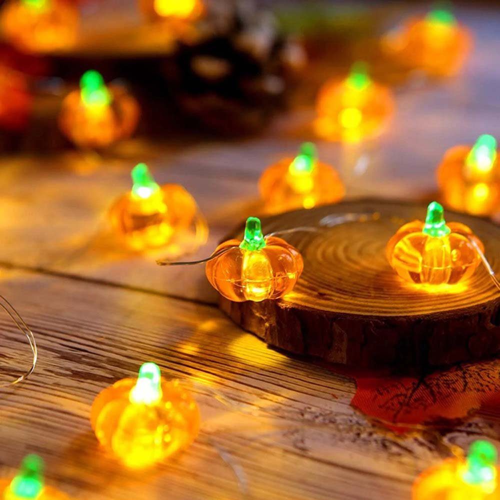 MUPOO LED-Lichterkette Halloween Deko 2M/3M 20/30LEDs Batterie Kunststoff LED Girlande, LED Nachtlicht LED Dekolicht,Warmweiß für Autumn Thanksgiving