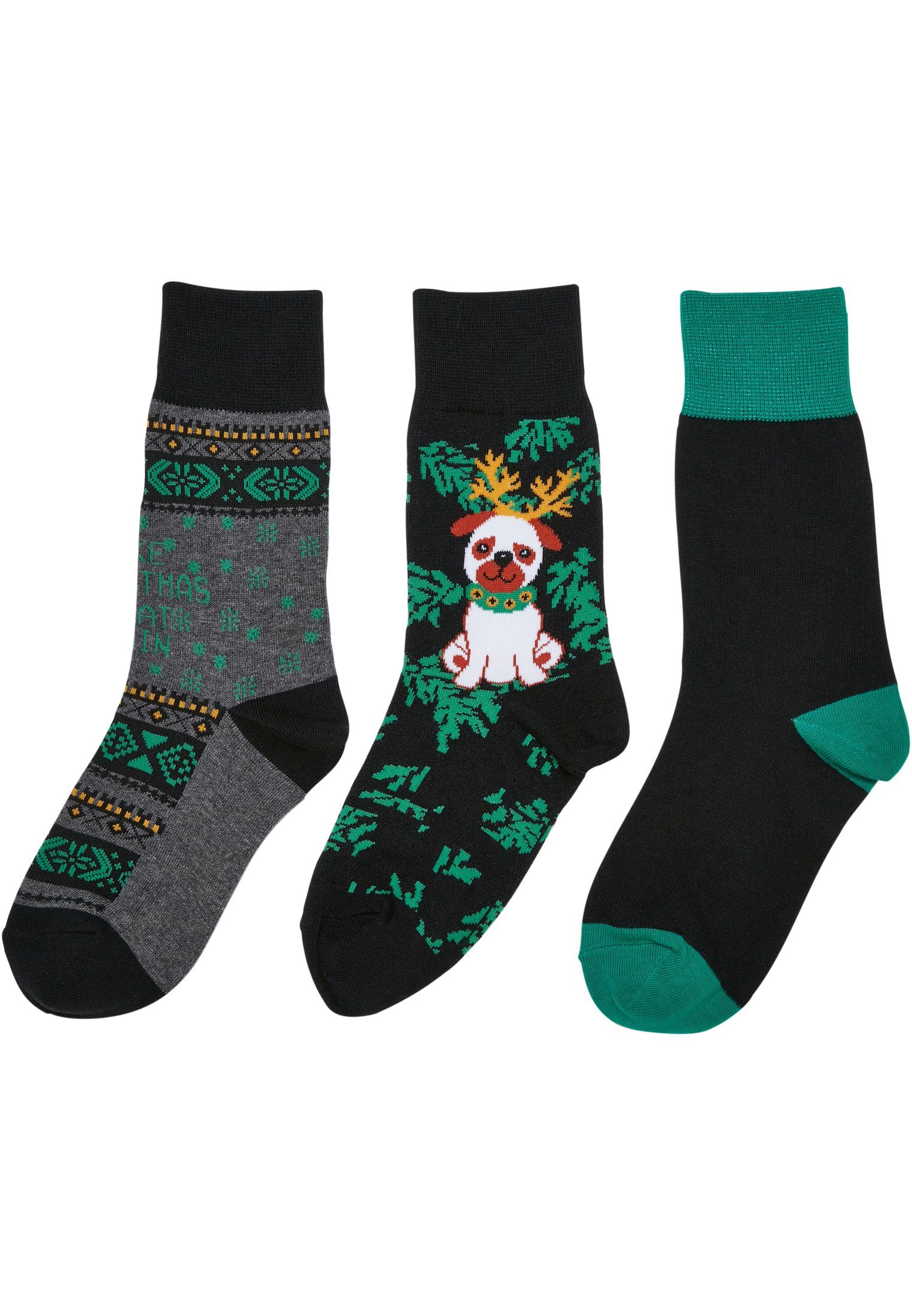 URBAN CLASSICS Freizeitsocken Accessoires Christmas Dog Socks Kids 3-Pack (1-Paar)