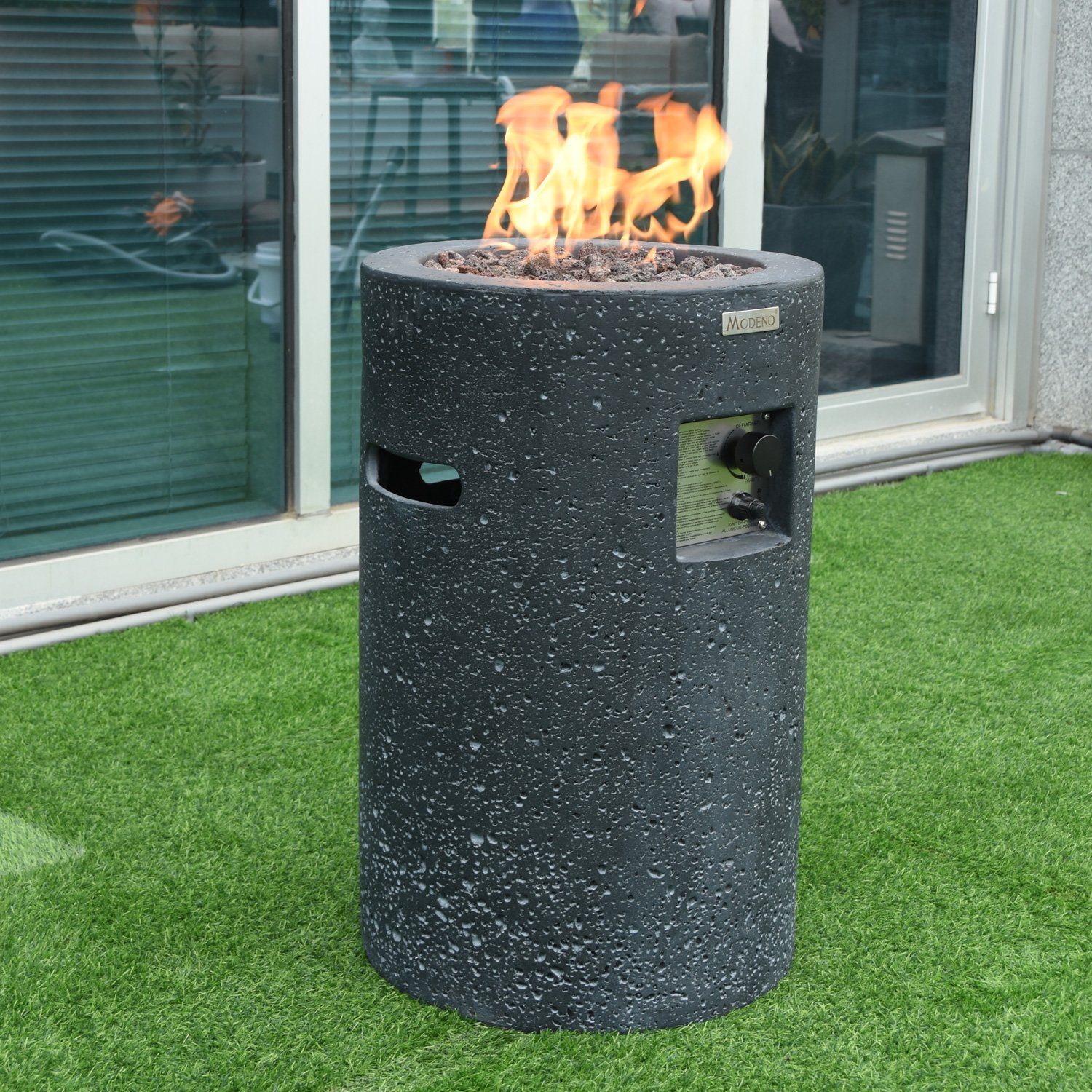 MODENO Feuertisch Gasfeuerstelle "Merapi" in Lavastein-Optik