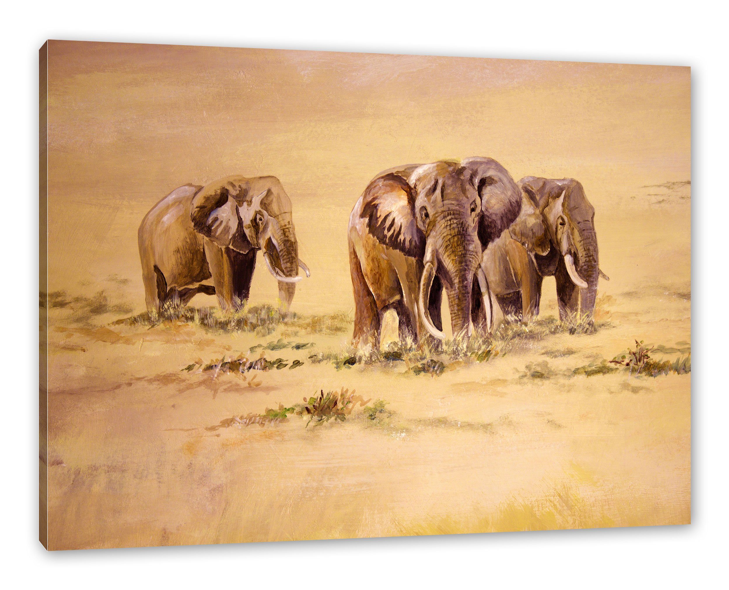 Pixxprint Leinwandbild Elefanten in Südafrika, Elefanten in Südafrika (1 St), Leinwandbild fertig bespannt, inkl. Zackenaufhänger