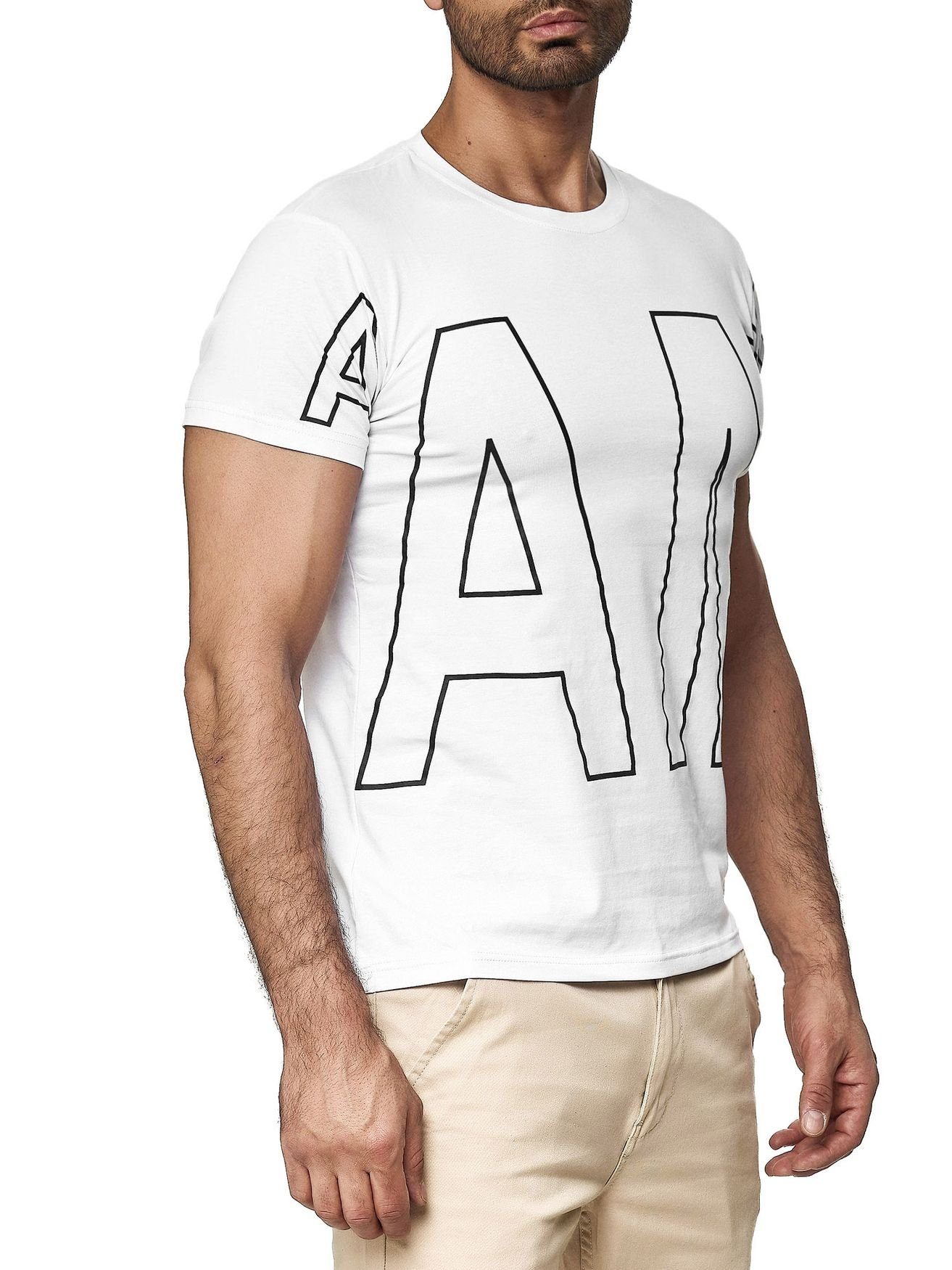 T-Shirt in Rundhals T-Shirt (1-tlg) Weiß Oberteil 3117 Egomaxx