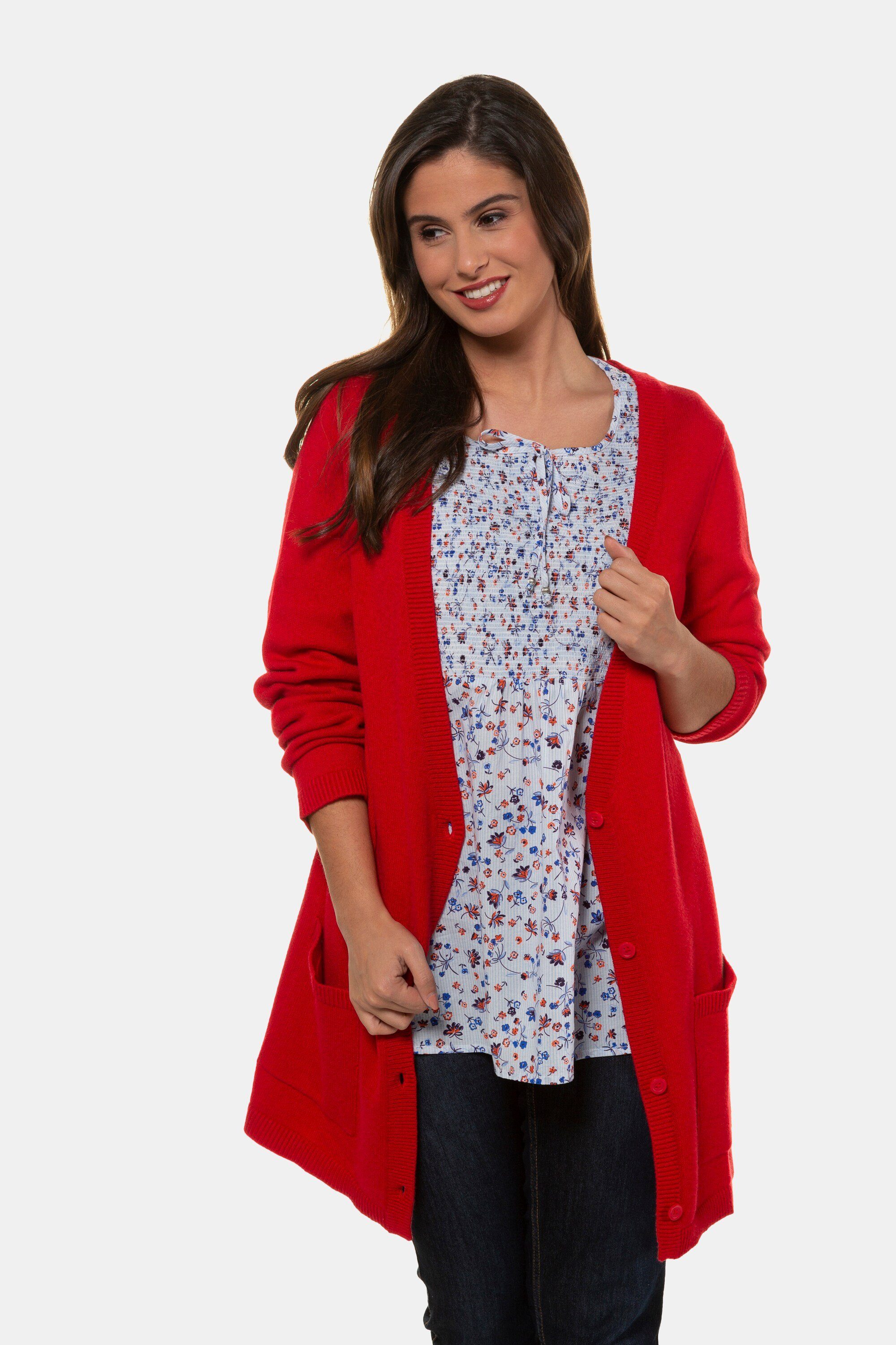 Ulla Popken Strickjacke bis 64 Strickjacke etwas längere Form 2 Taschen