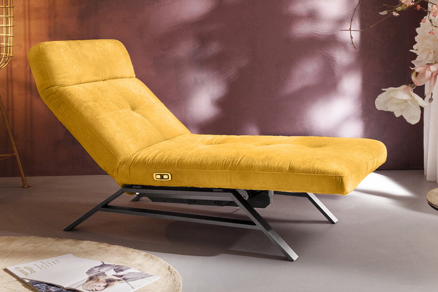 KAWOLA Relaxliege AMERIVA, Velvet, Fuß schwarz oder chrome, verschiedene Breiten und Цвета(ов)