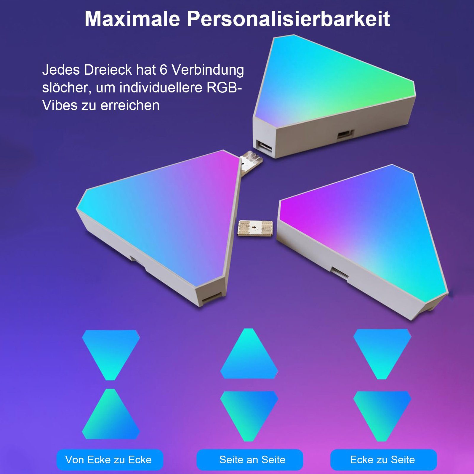 MUPOO LED Wandleuchte LED Wandleuchte Dreiecke,LED Panel Dekolicht, Bluetoo günstig online kaufen