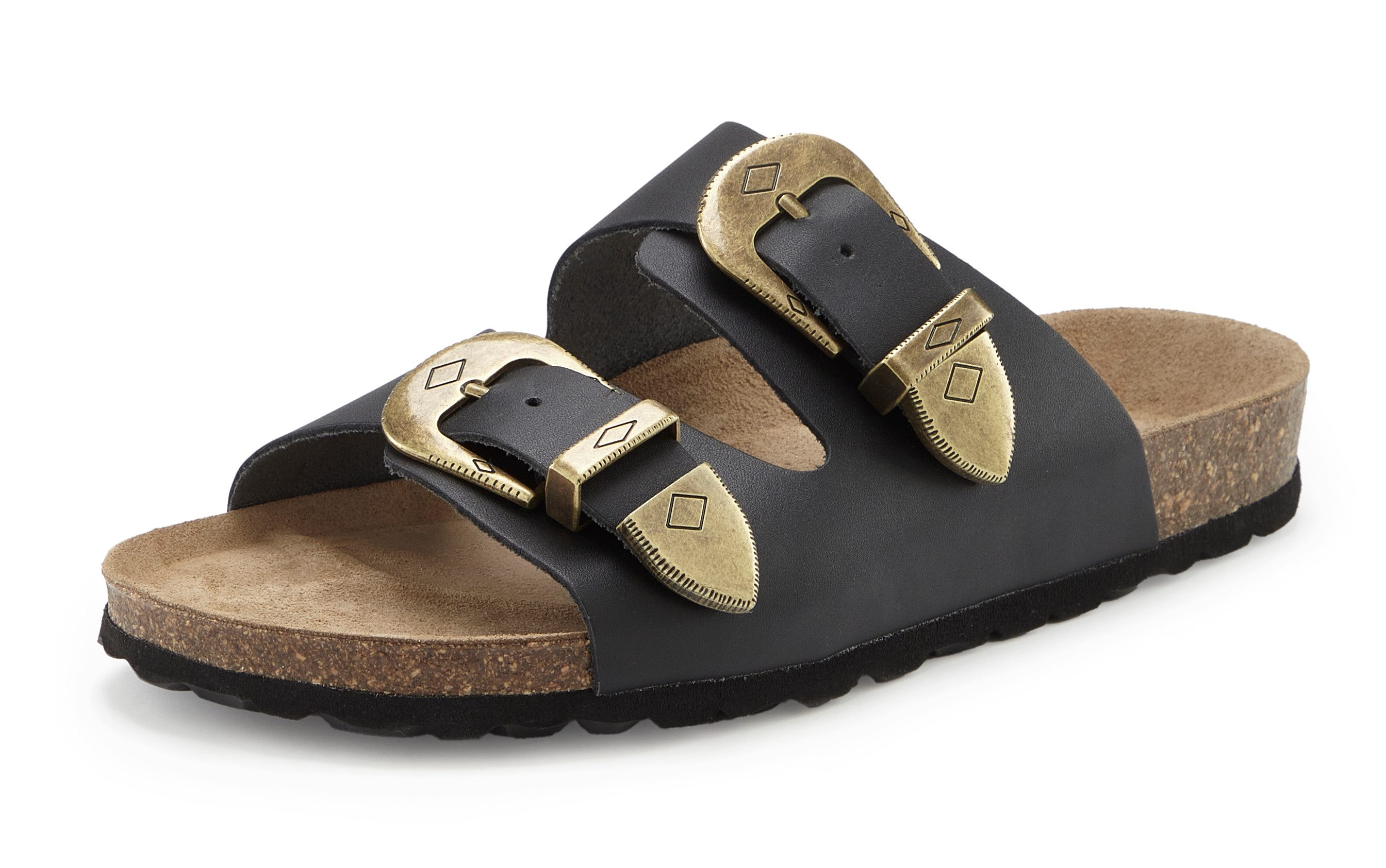 French Connection Mule, Sandale, offener Schuh, Sommerschuhe, Sandale, Lederpantolette Pantolette NEU aus hochwertigem Leder mit weichem Korkfußbett