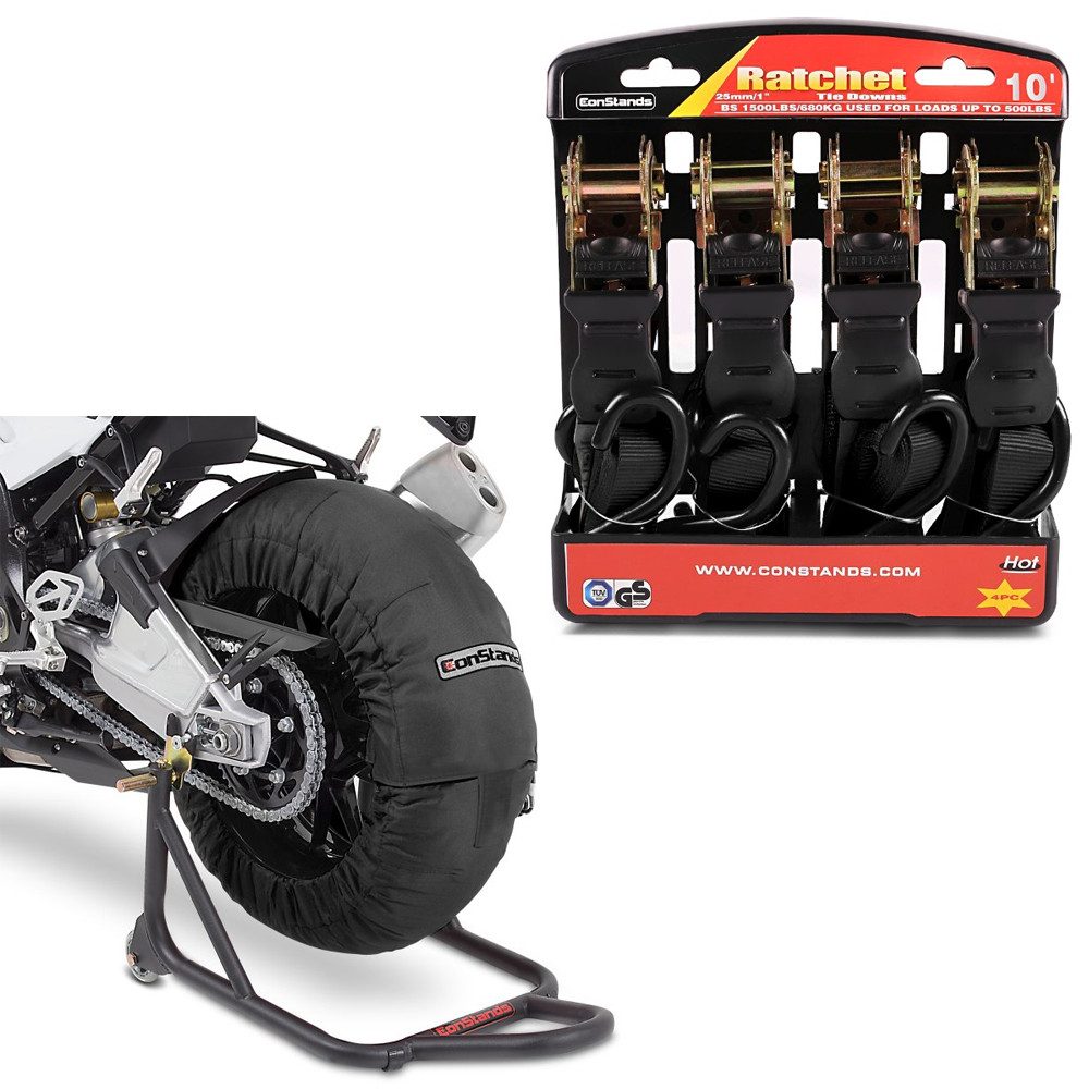 ConStands Motorradheber Set: Motorrad Reifenwärmer Set Laguna Seca 60-80°C passend für Vorderr