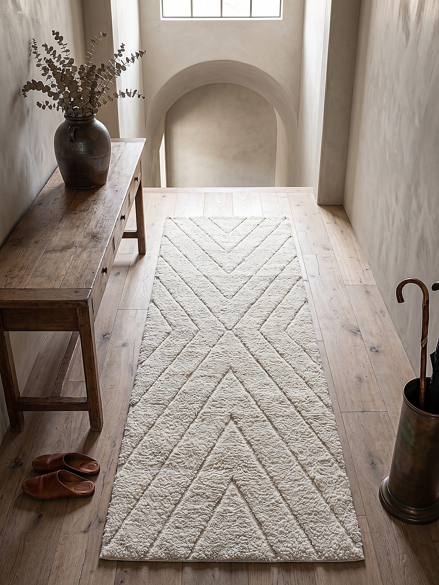 KADIMA DESIGN Teppich ATRIO Teppichläufer Creme 80x150 Berber Polypropylen Wohnzimmer, Läufer, Höhe: 31 mm, Strapazierfähig, Pflegeleicht, …