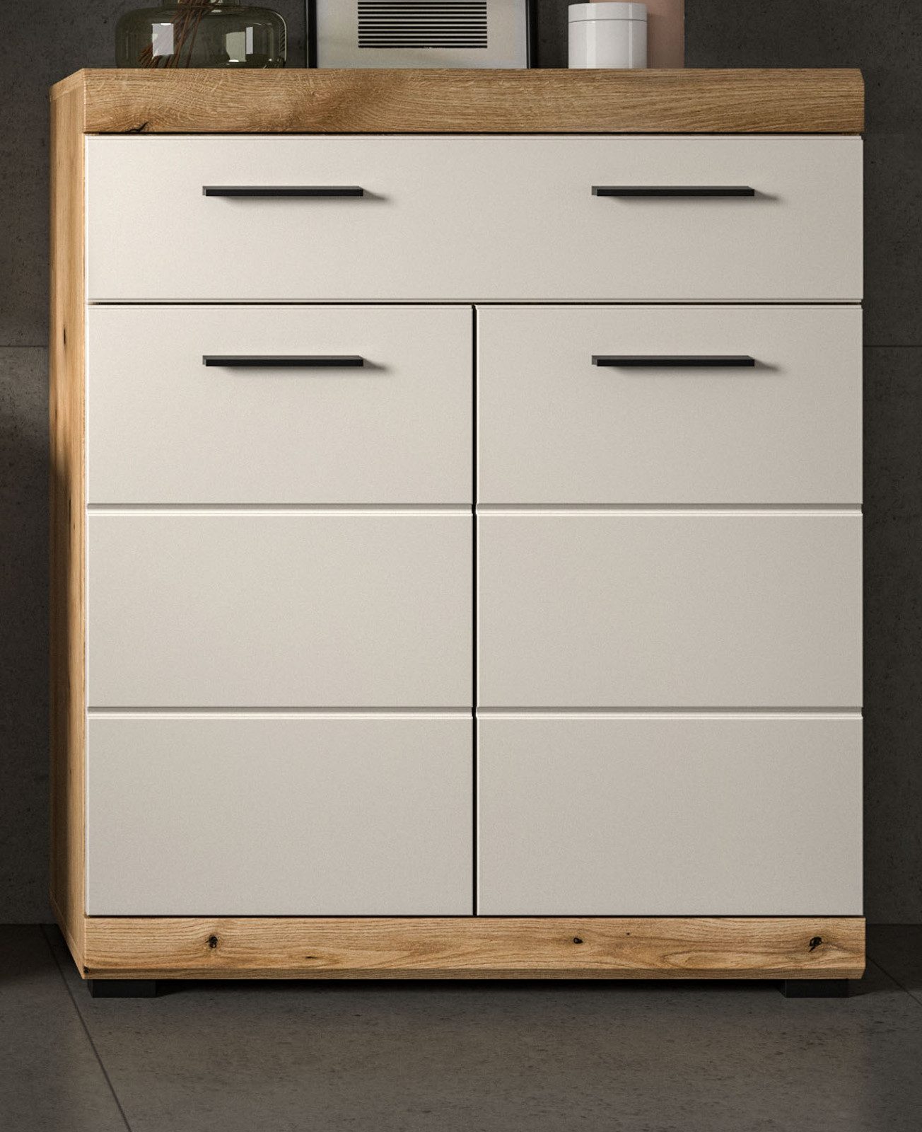Inn.Furn Badkommode Shawn (Badschrank in Eiche und Sand / Kaschmir, 2-türig, 74 x 88 cm), mit Vollauszug – Bild 2 von 5