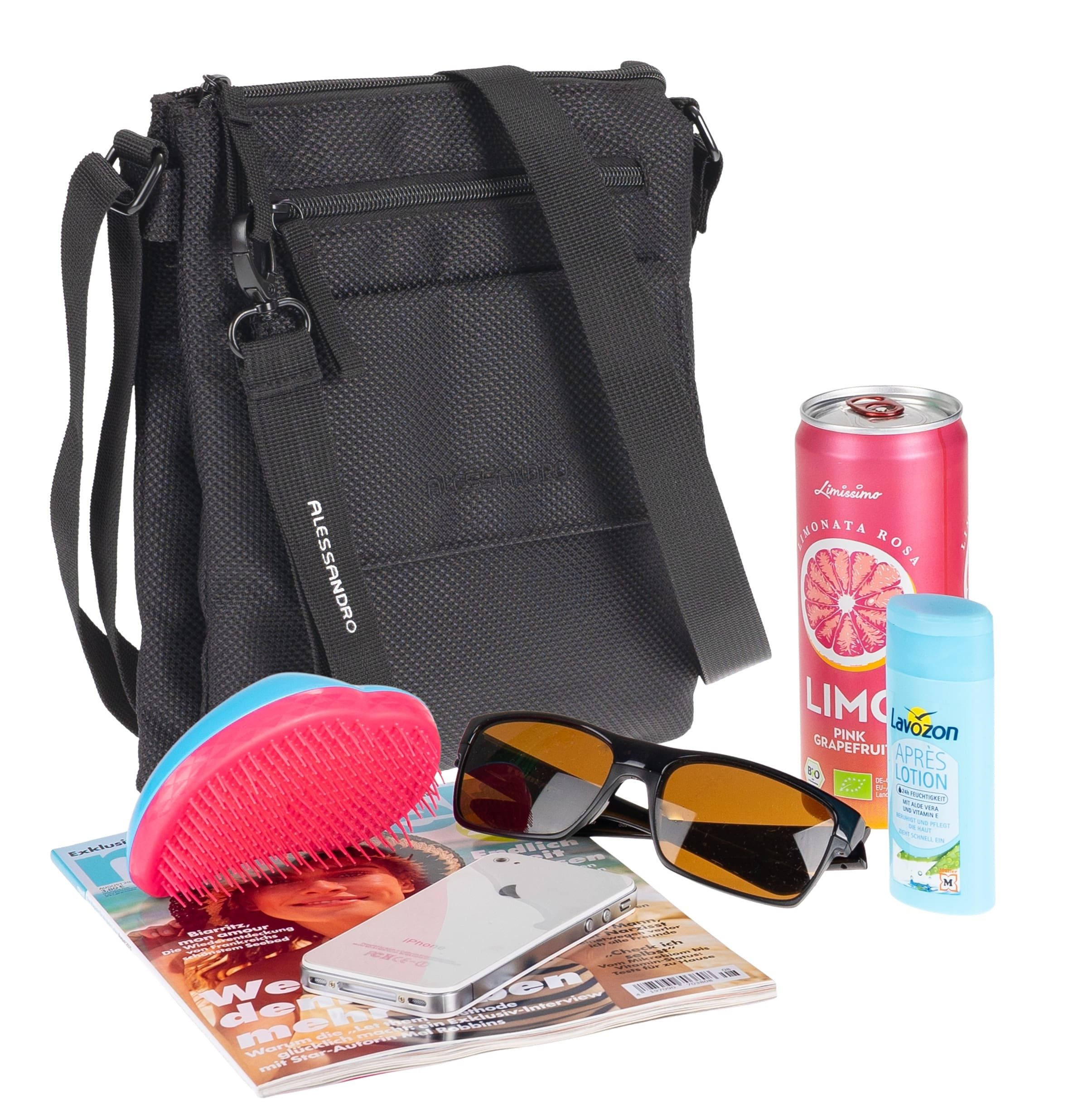 Alessandro Salvatore Handtasche Damen Umhängetasche Schultertasche 2 Hauptfächer, Freizeittasche Umhängetasche Tasche Mini 4292 + Etui – Bild 5 von 5