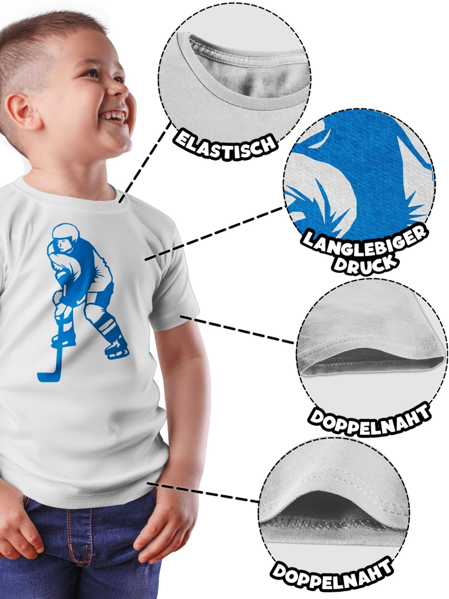blau Shirtracer Sport T-Shirt Eishockeyspieler Weiß Kleidung Kinder 2