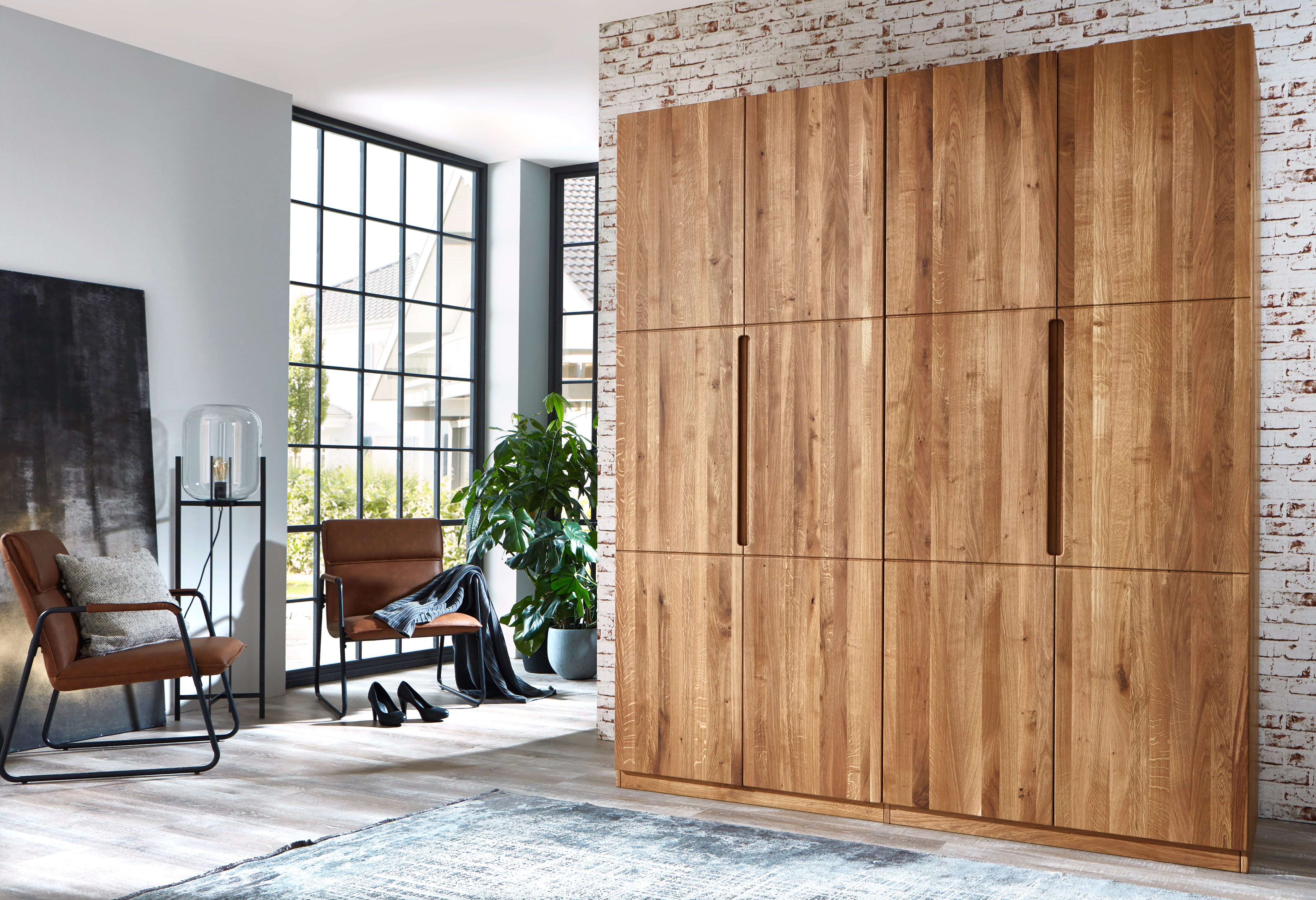 Home affaire Kleiderschrank Azelie, aus Wildeiche Massivholz-Kleiderschrank, im 50 cm Raster planbar